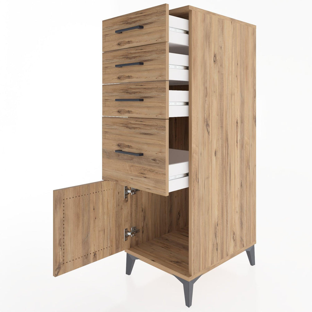 Woodntry Modular Cabinet Pine 44x59x122 cm with Doors and Drawers KC19-3