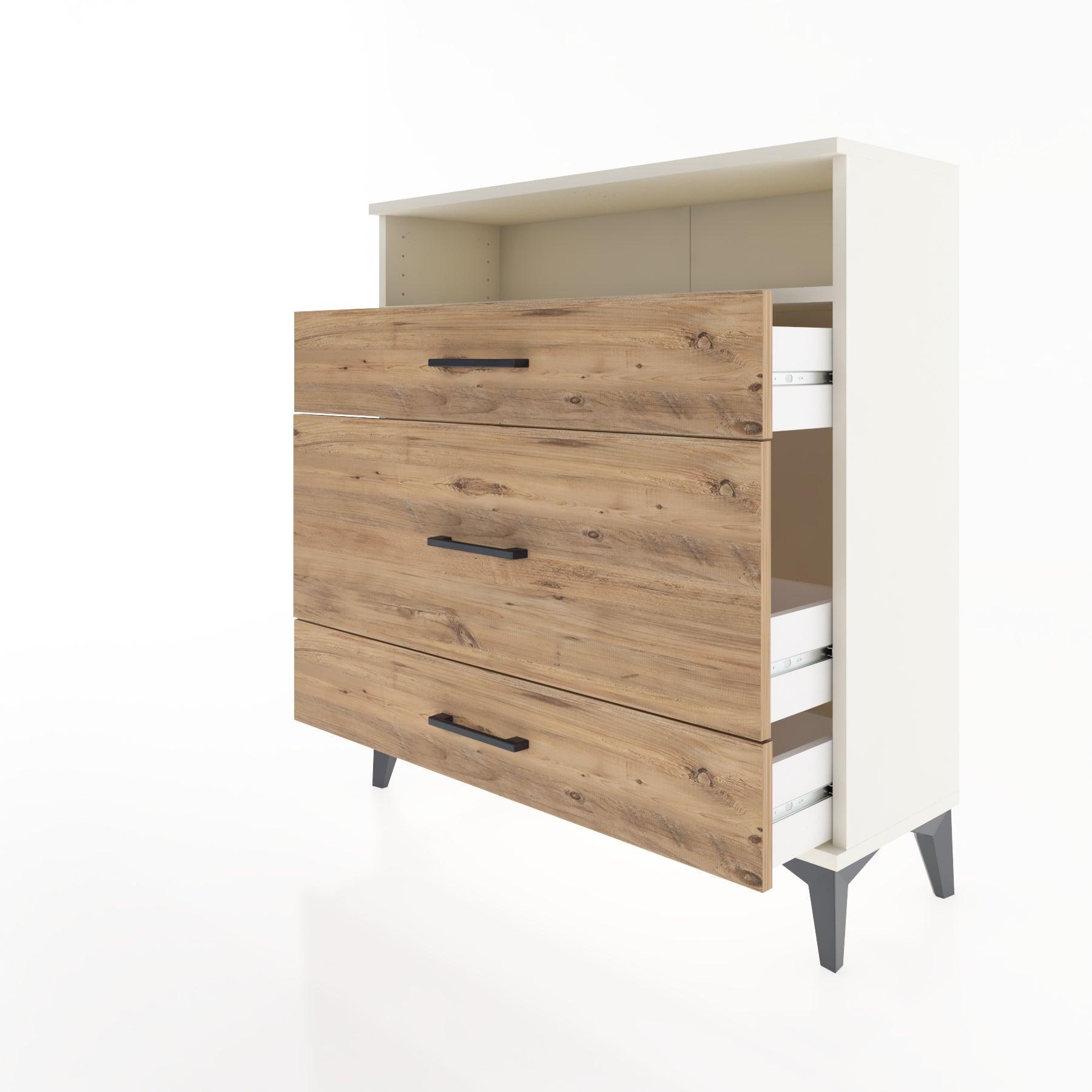 Woodntry Modular Dresser Moonstone 88x30x84 cm with Drawers and Shelves CR20-1