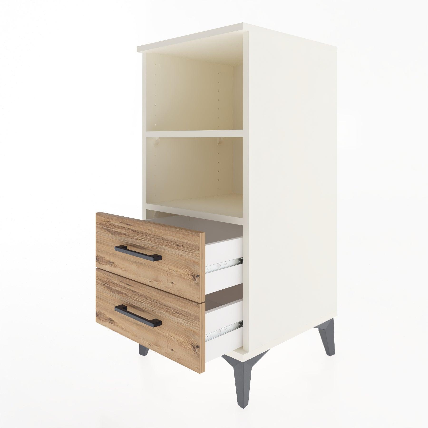 Woodntry Modular Nightstand Moonstone 44x44x84 cm with Drawer and Shelf CR20-1