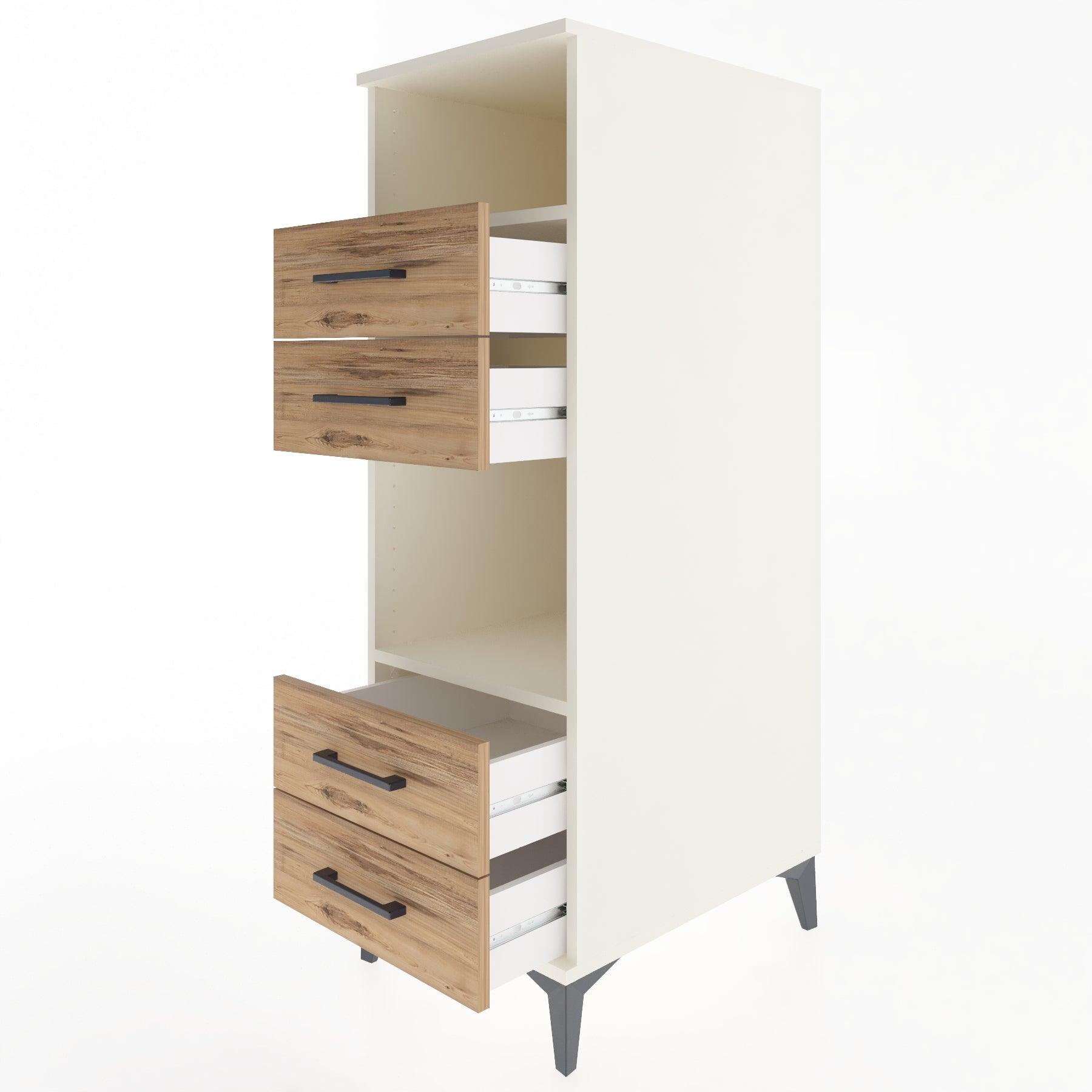 Woodntry Modular Cabinet Moonstone 44x59x122 cm with Drawers and Shelves CR120-1