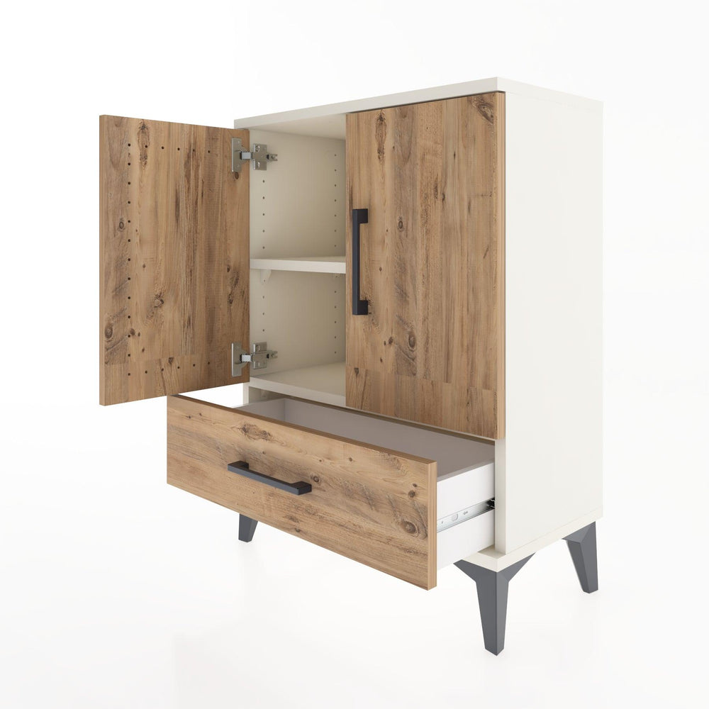 Woodntry Modüler Komodin Aytaşı 60x30x68 cm Kapaklı ve Çekmeceli KC20-1