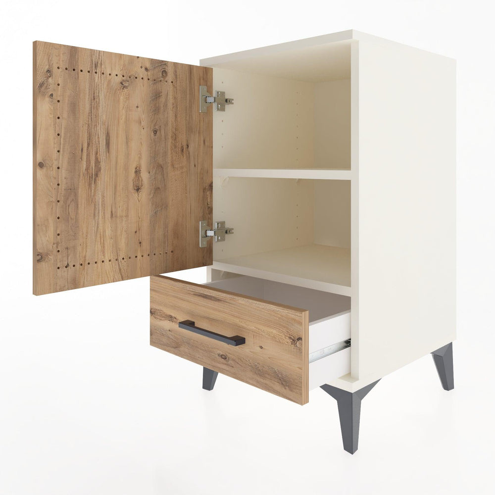 Woodntry Modüler Komodin Aytaşı 44x44x68 cm Kapaklı ve Çekmeceli KC20-1