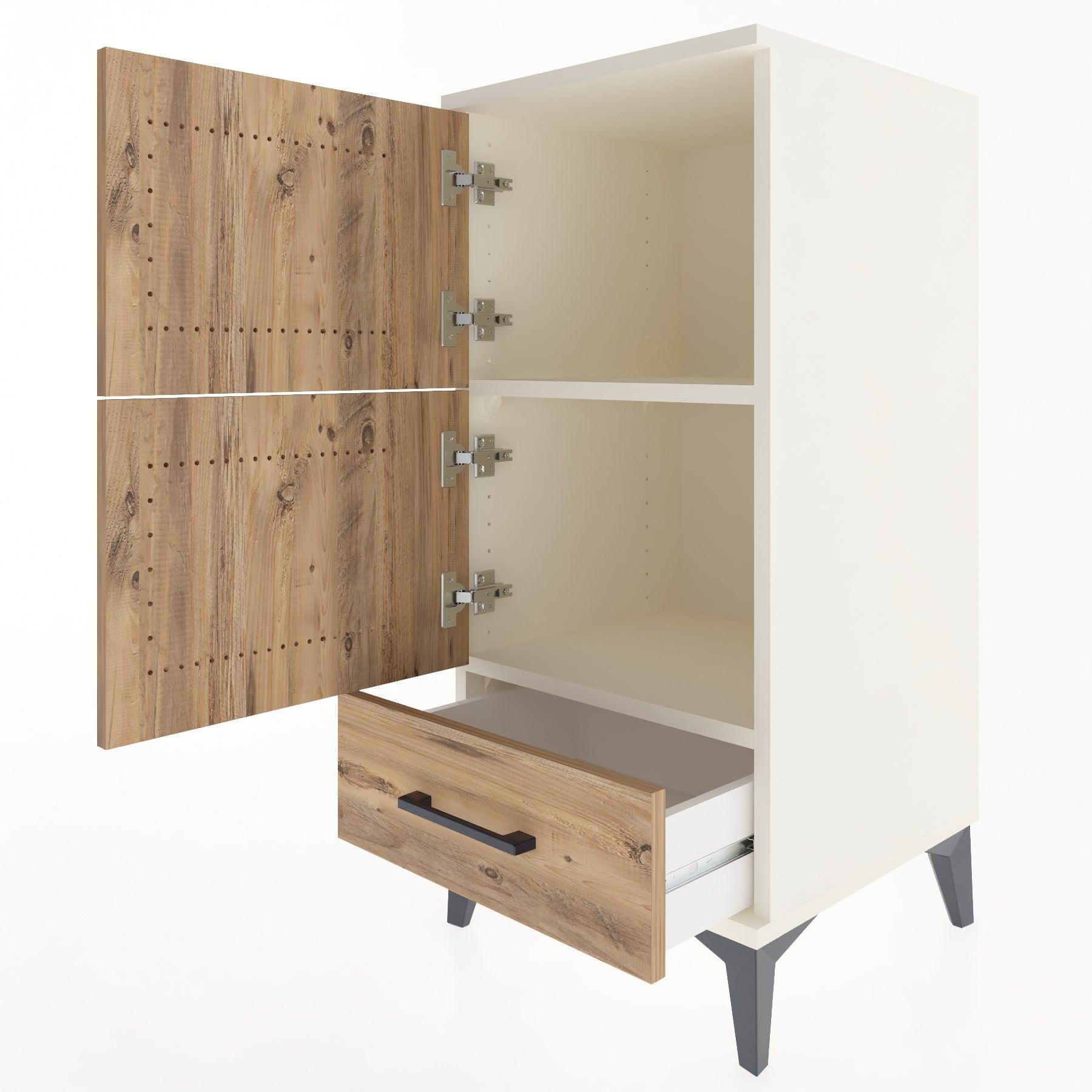 Woodntry Modular Nightstand Moonstone 44x44x84 cm with Cover and Drawer KC42-1