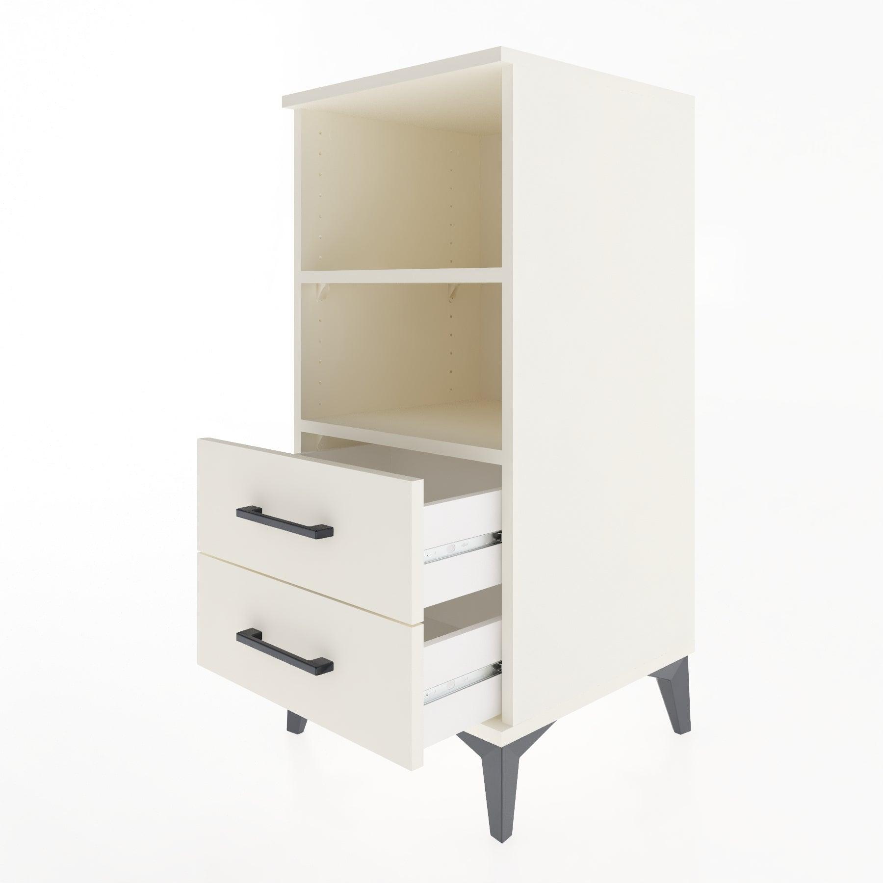 Woodntry Modular Nightstand Moonstone 44x44x84 cm with Drawer and Shelf CR20-1