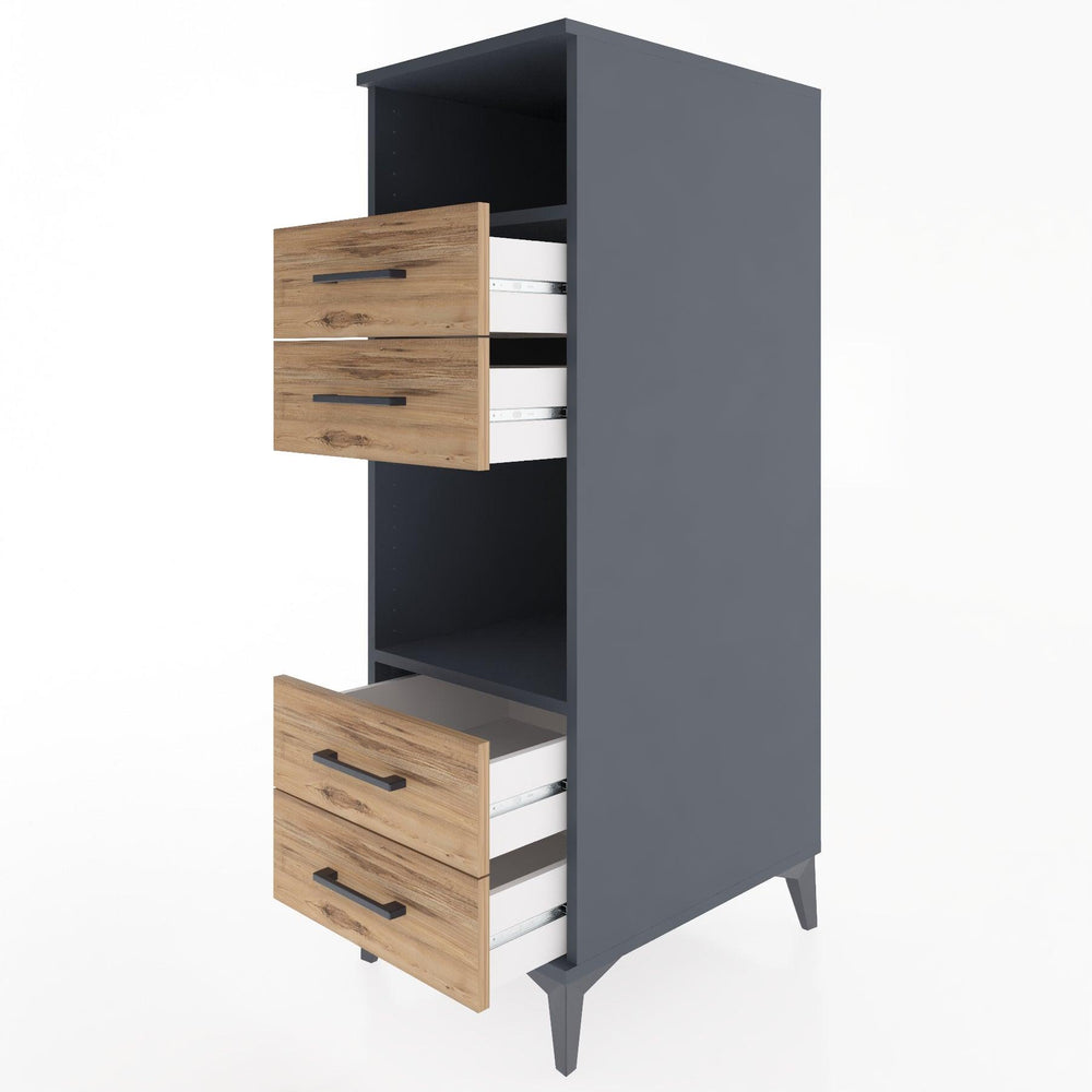 Woodntry Modular Cabinet Anthracite 44x30x122 cm with Drawers and Shelves CR120-2