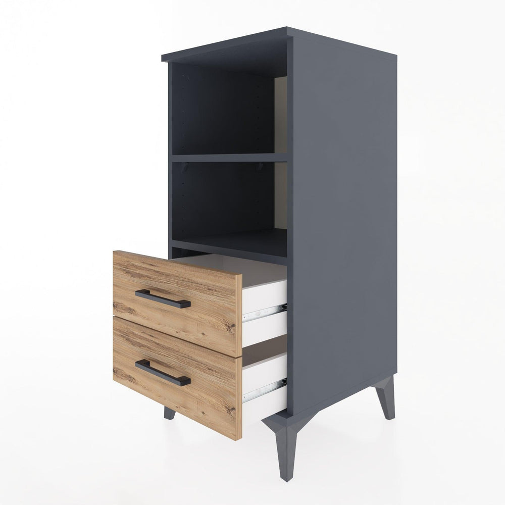 Woodntry Modular Nightstand Anthracite 44x44x84 cm with Drawers and Shelves CR20-2