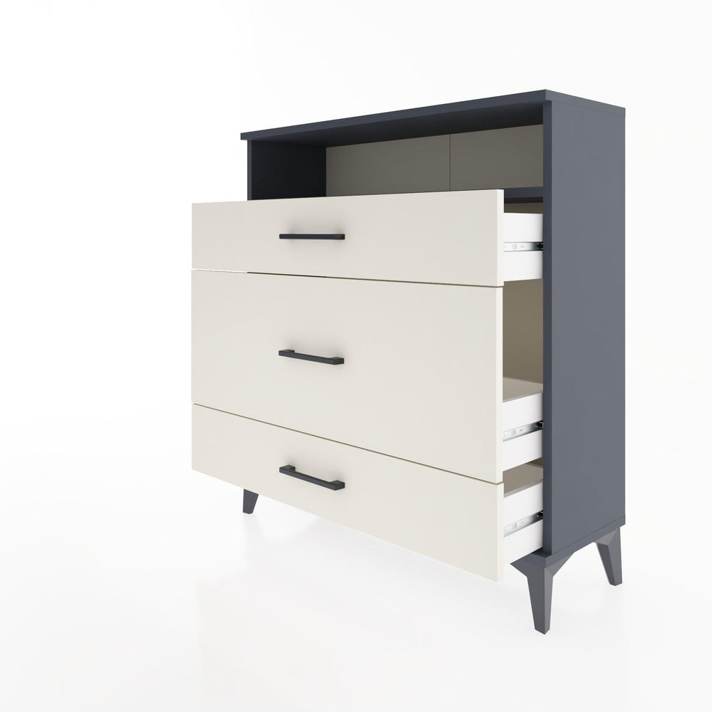 Woodntry Modüler Şifonyer Antrasit 88x30x84 cm Çekmeceli ve Raflı CR20-2