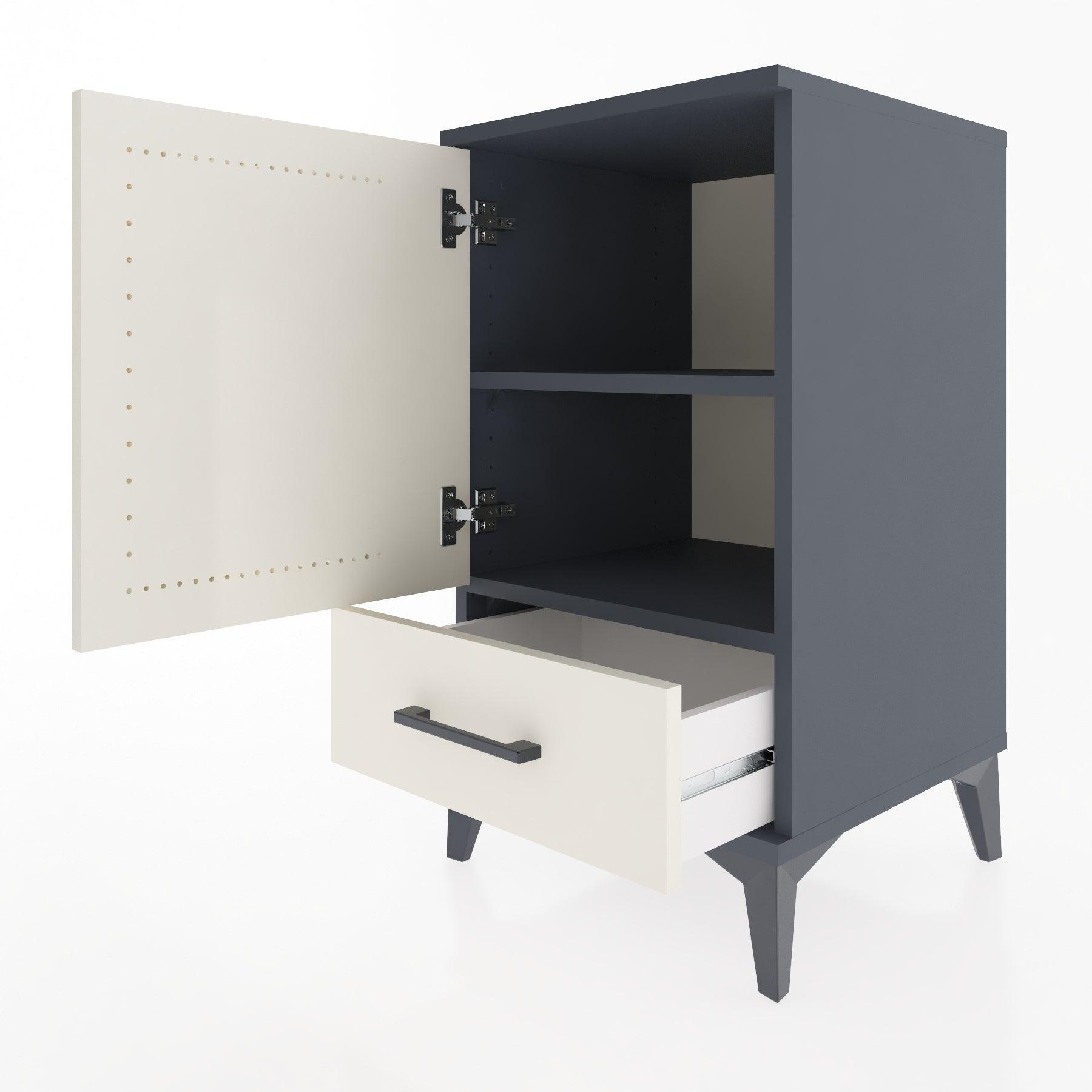 Woodntry Modular Nightstand Anthracite 44x44x68 cm with Cover and Drawer KC20-2
