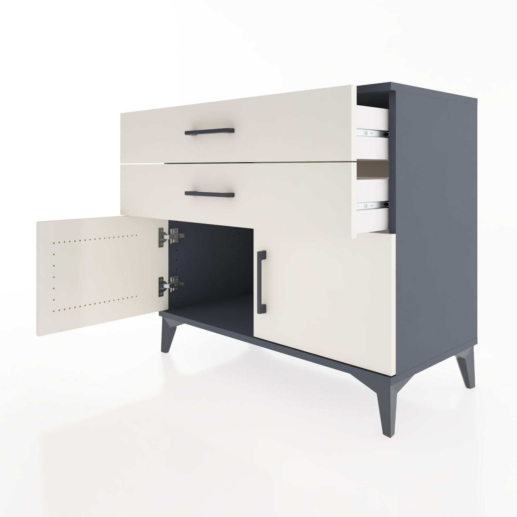 Woodntry Modular Dresser Anthracite 88x44x68 cm with Cover and Drawer KC20-2