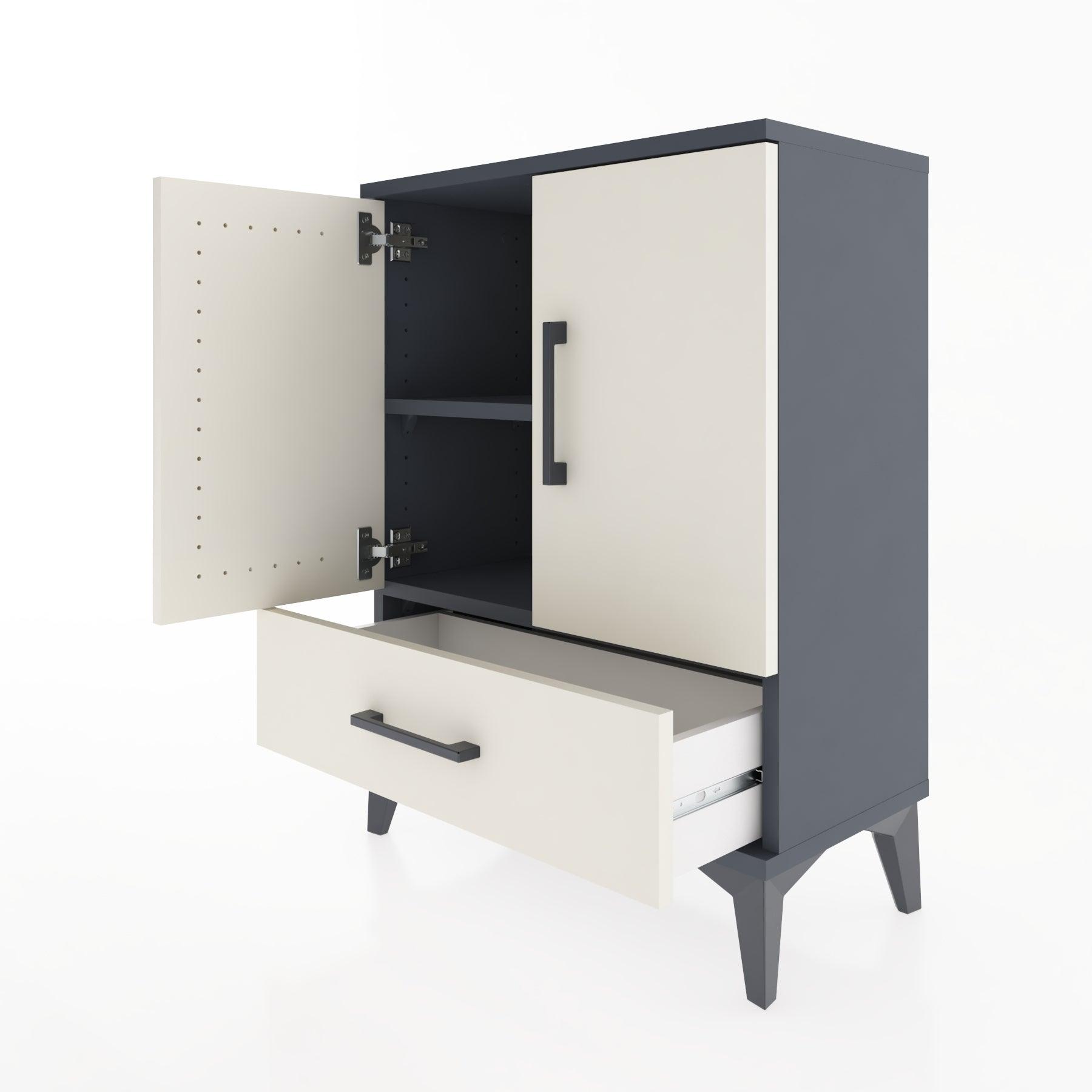 Woodntry Modular Nightstand Anthracite 60x30x68 cm with Cover and Drawer KC20-2