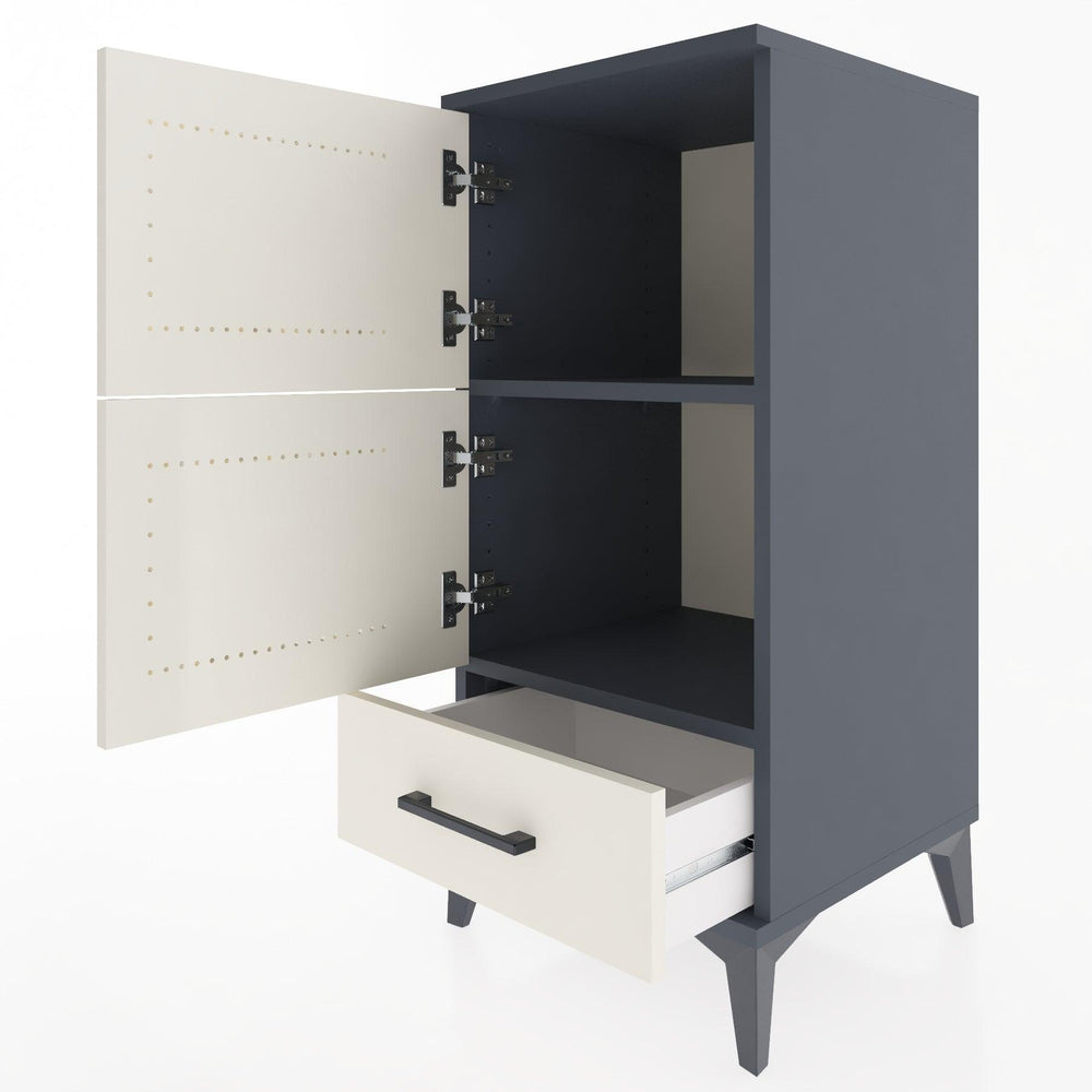 Woodntry Modüler Komodin Antrasit 44x44x84 cm Kapaklı ve Çekmeceli KC42-2