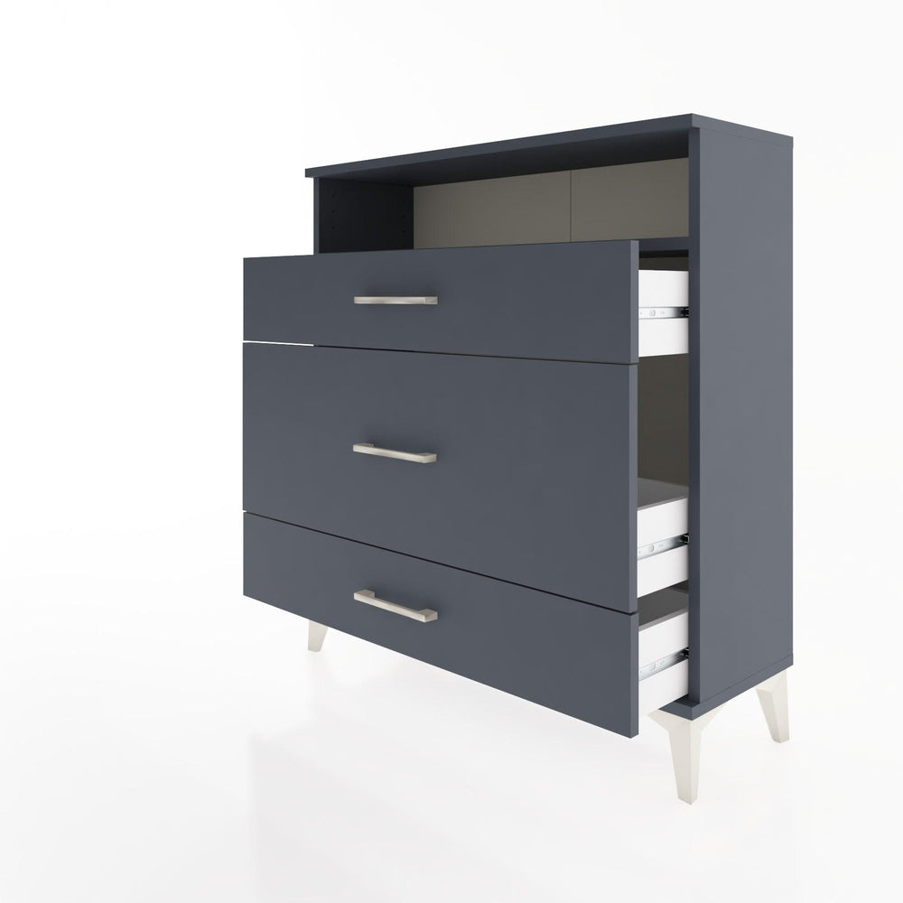 Woodntry Modüler Şifonyer Antrasit 88x30x84 cm Çekmeceli ve Raflı CR20-2