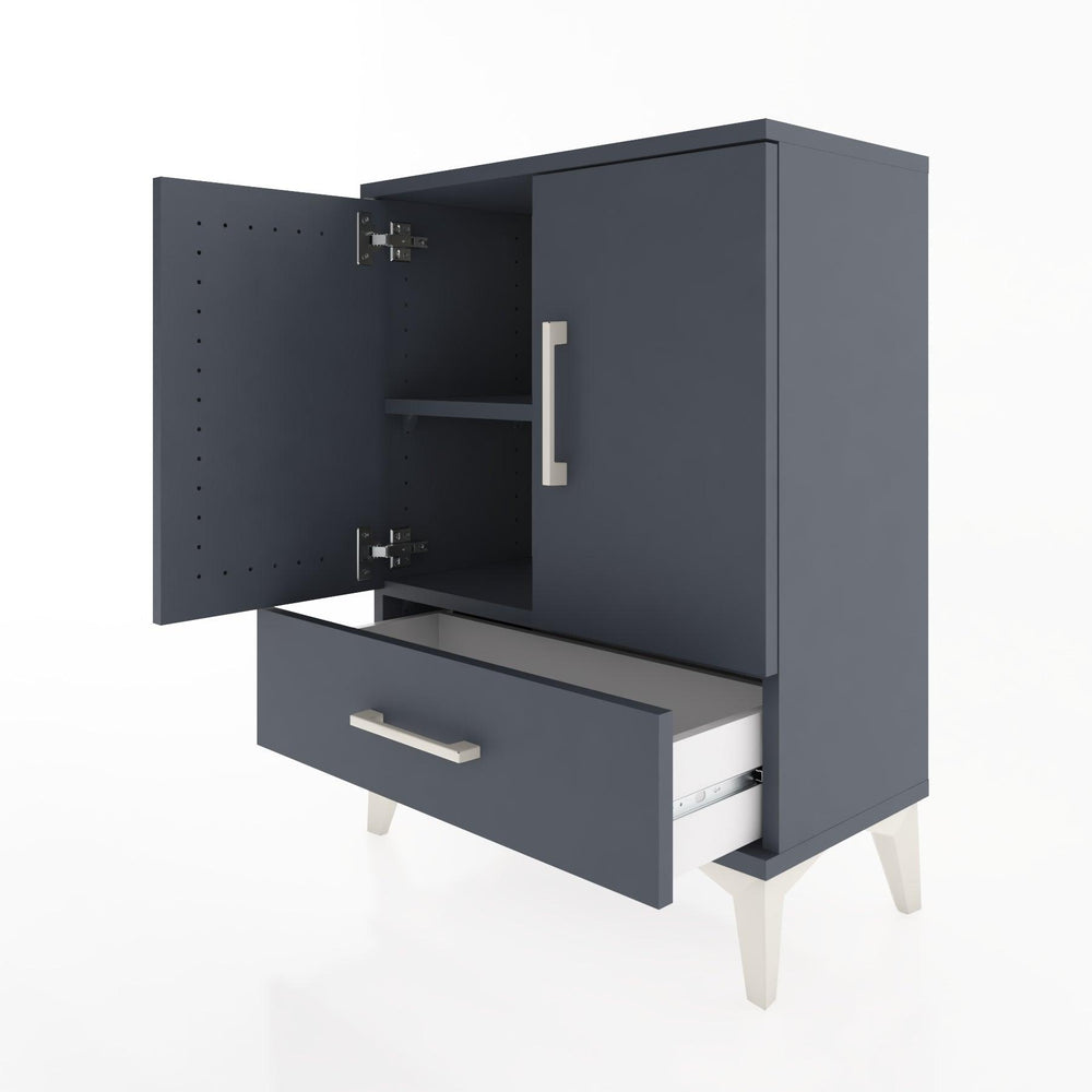 Woodntry Modüler Komodin Antrasit 60x30x68 cm Kapaklı ve Çekmeceli KC20-2