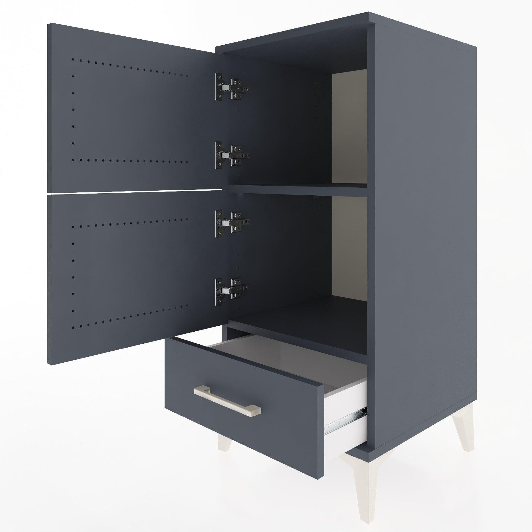 Woodntry Modular Nightstand Anthracite 44x44x84 cm with Cover and Drawer KC42-2