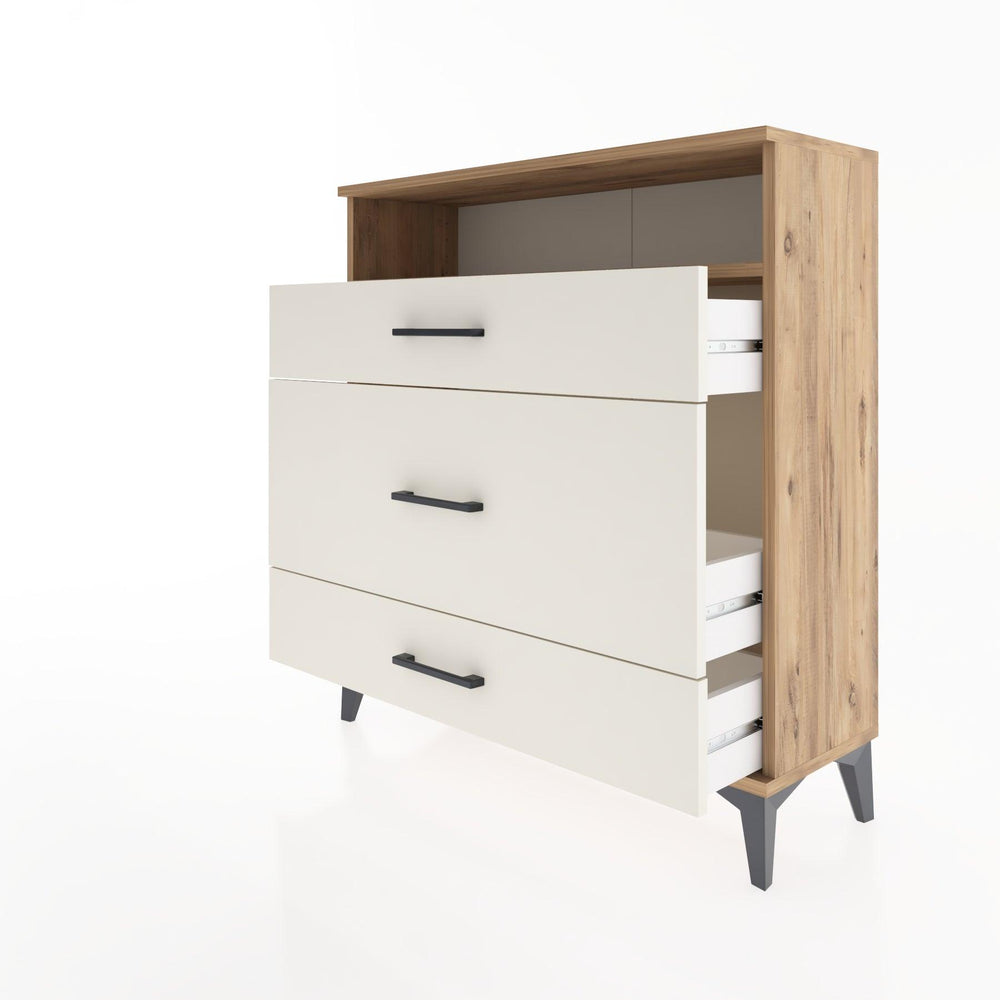 Woodntry Modüler Şifonyer Çam 88x30x84 cm Çekmeceli ve Raflı CR20-3