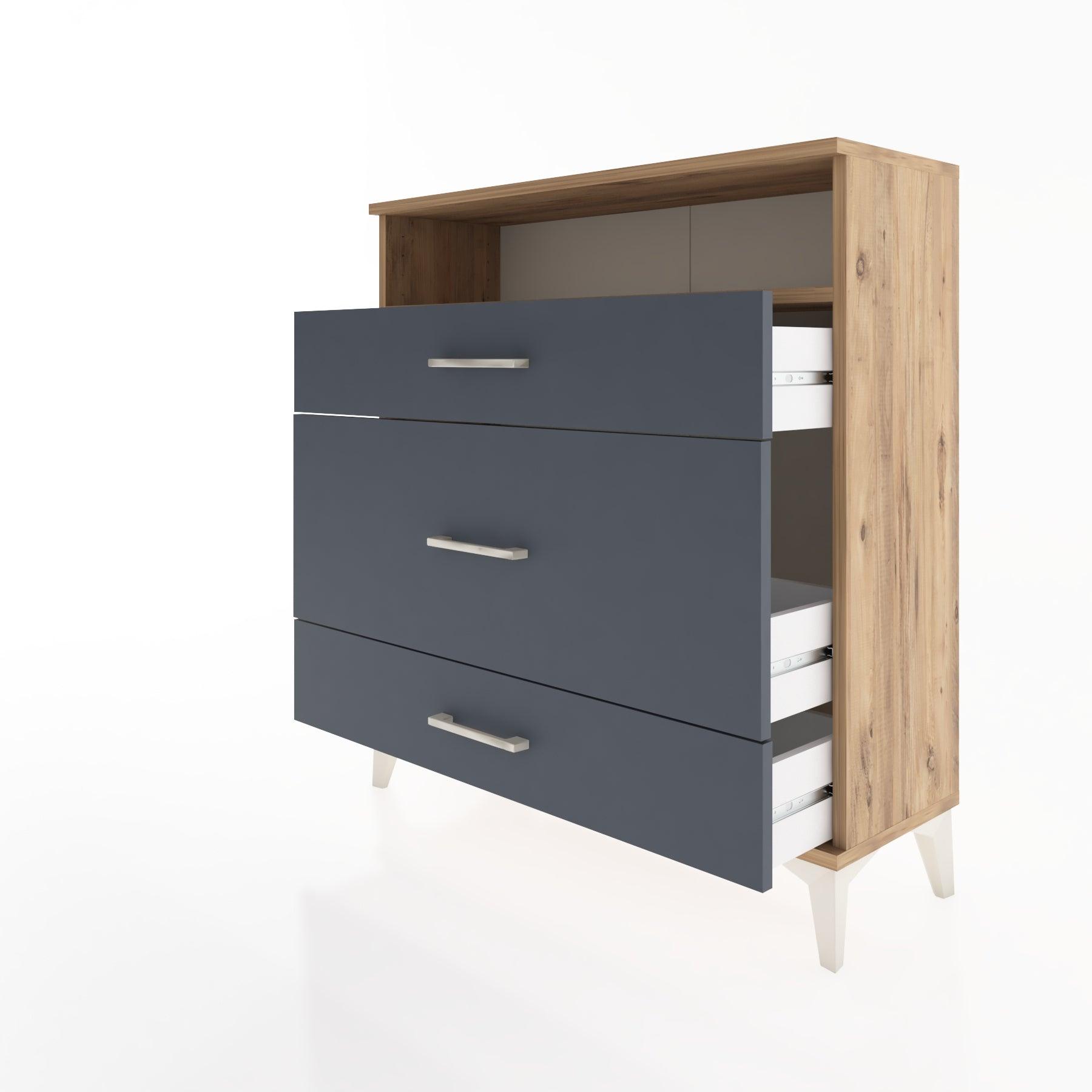 Woodntry Modular Dresser Pine 88x30x84 cm with Drawers and Shelves CR20-3