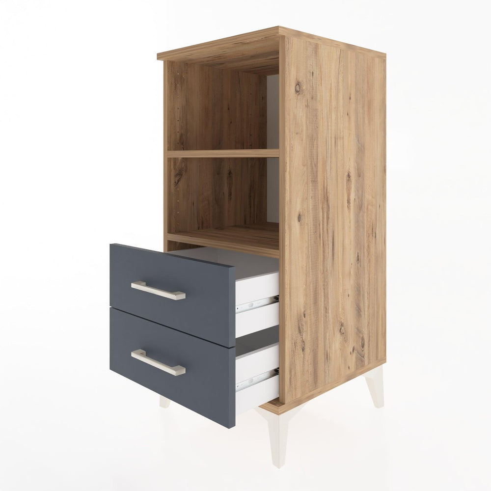 Woodntry Modular Nightstand Pine 44x44x84 cm with Drawers and Shelves CR20-3