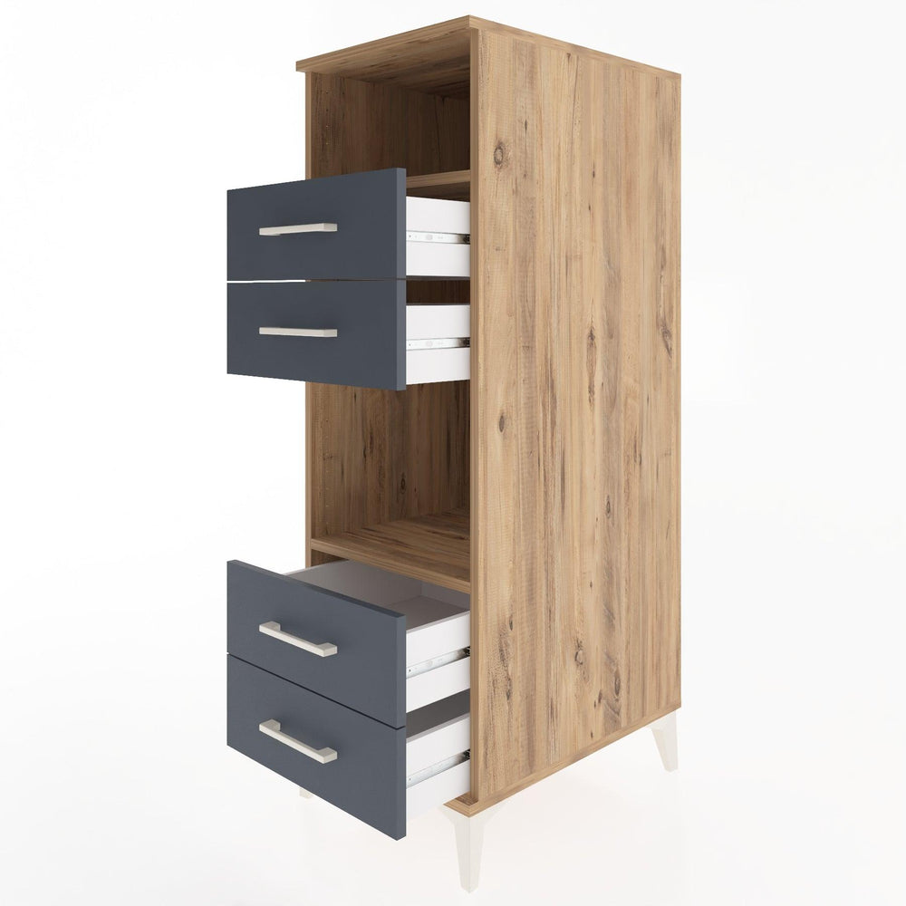 Woodntry Modüler Dolap Çam 44x59x122 cm Çekmeceli ve Raflı CR120-3