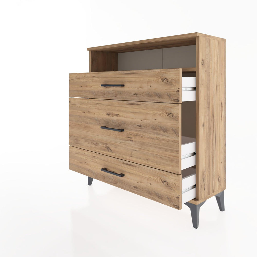 Woodntry Modüler Şifonyer Çam 88x30x84 cm Çekmeceli ve Raflı CR20-3