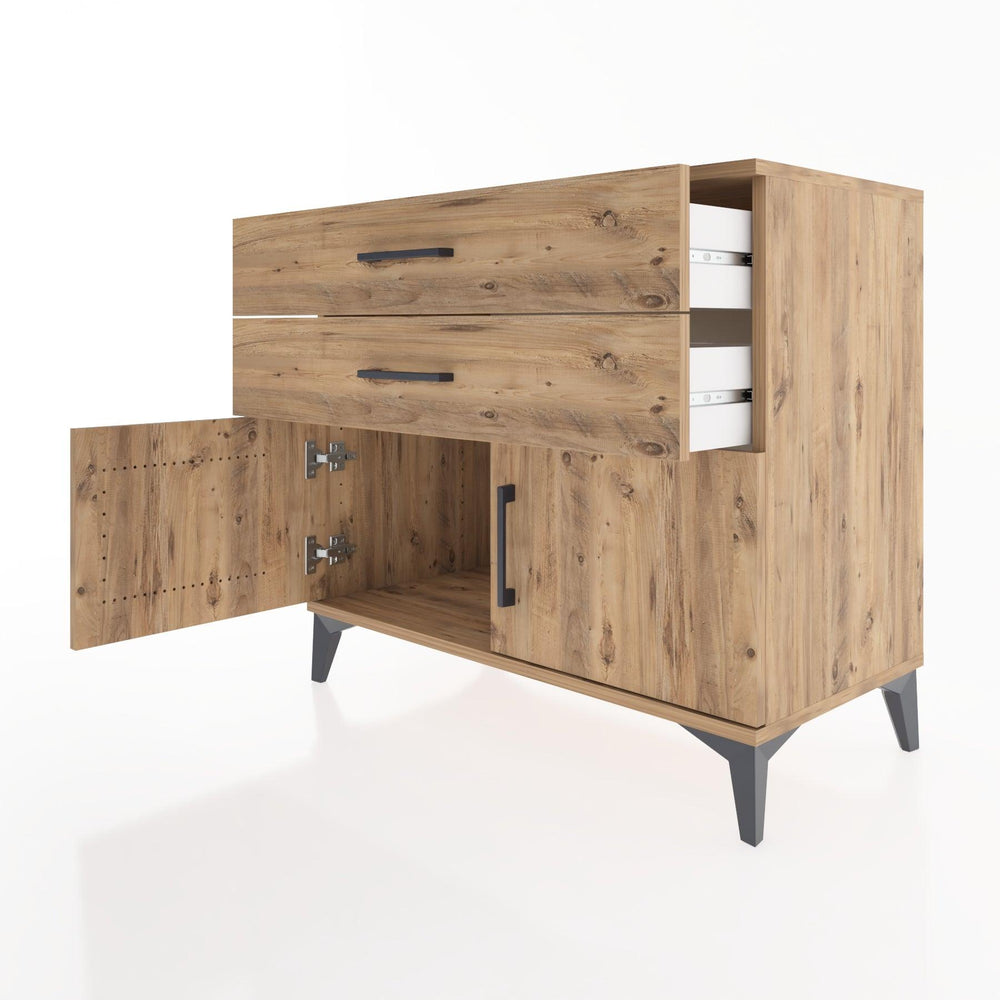 Woodntry Modüler Şifonyer Çam 88x44x68 cm Kapaklı ve Çekmeceli KC20-3