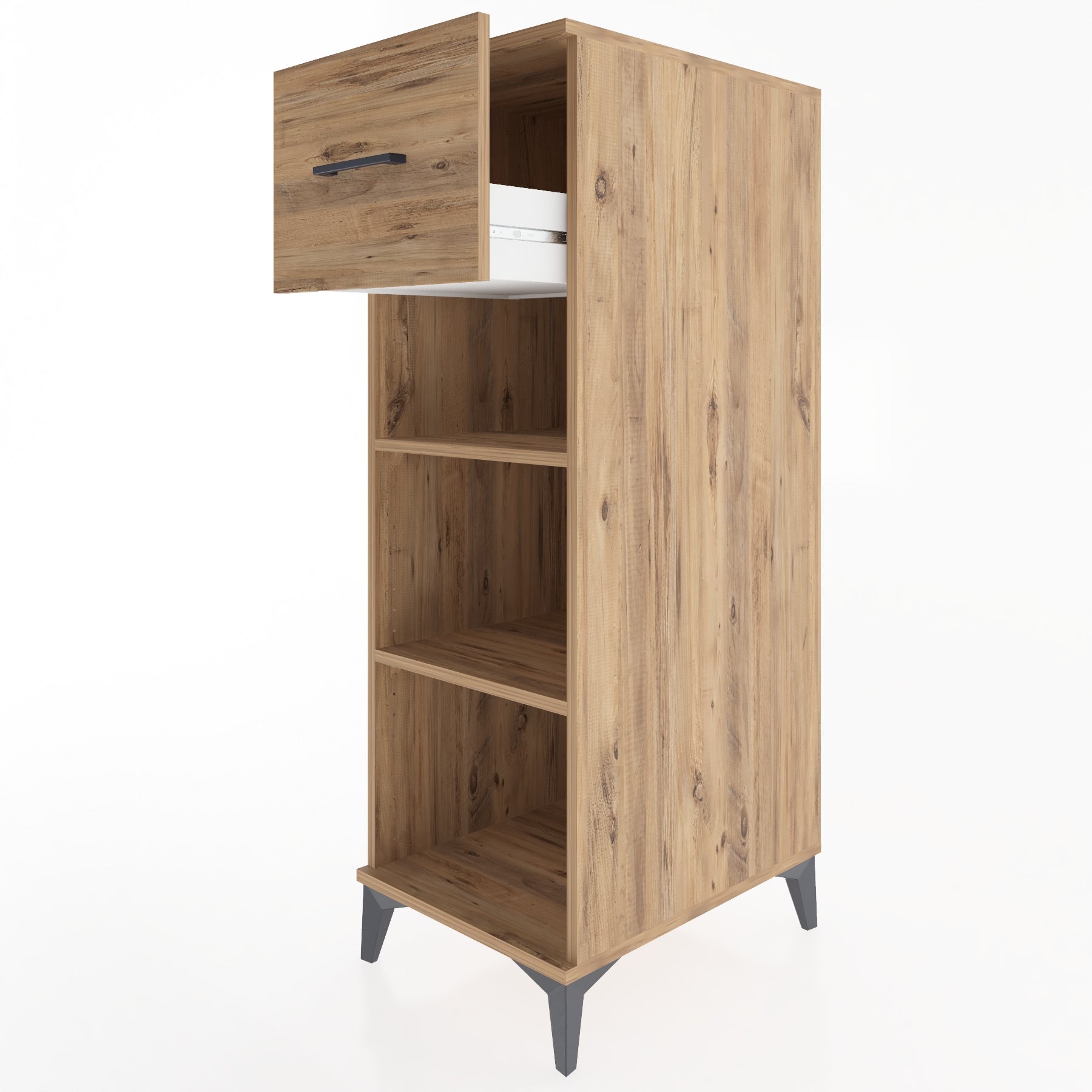 Woodntry Modüler Dolap Çam 44x59x122 cm Çekmeceli ve Raflı CR70-3