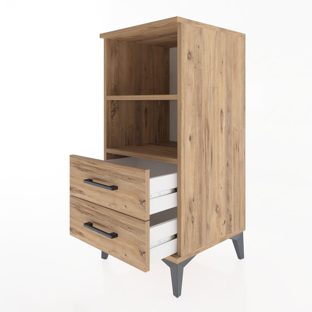 Woodntry Modular Nightstand Pine 44x44x84 cm with Drawers and Shelves CR20-3