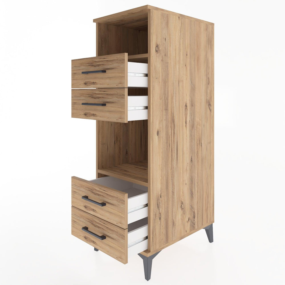 Woodntry Modüler Dolap Çam 44x59x122 cm Çekmeceli ve Raflı CR120-3