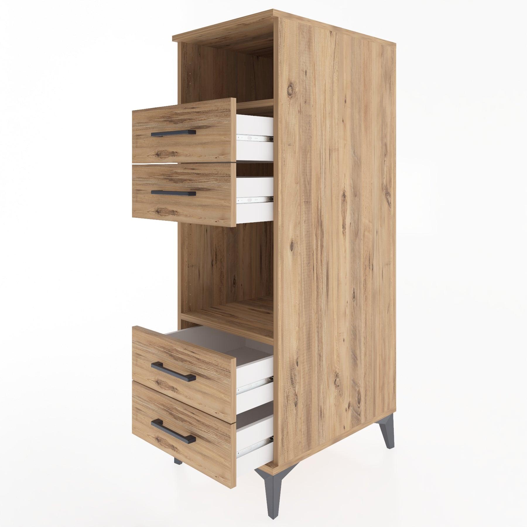 Woodntry Modular Cabinet Pine 44x59x122 cm with Drawers and Shelves CR120-3