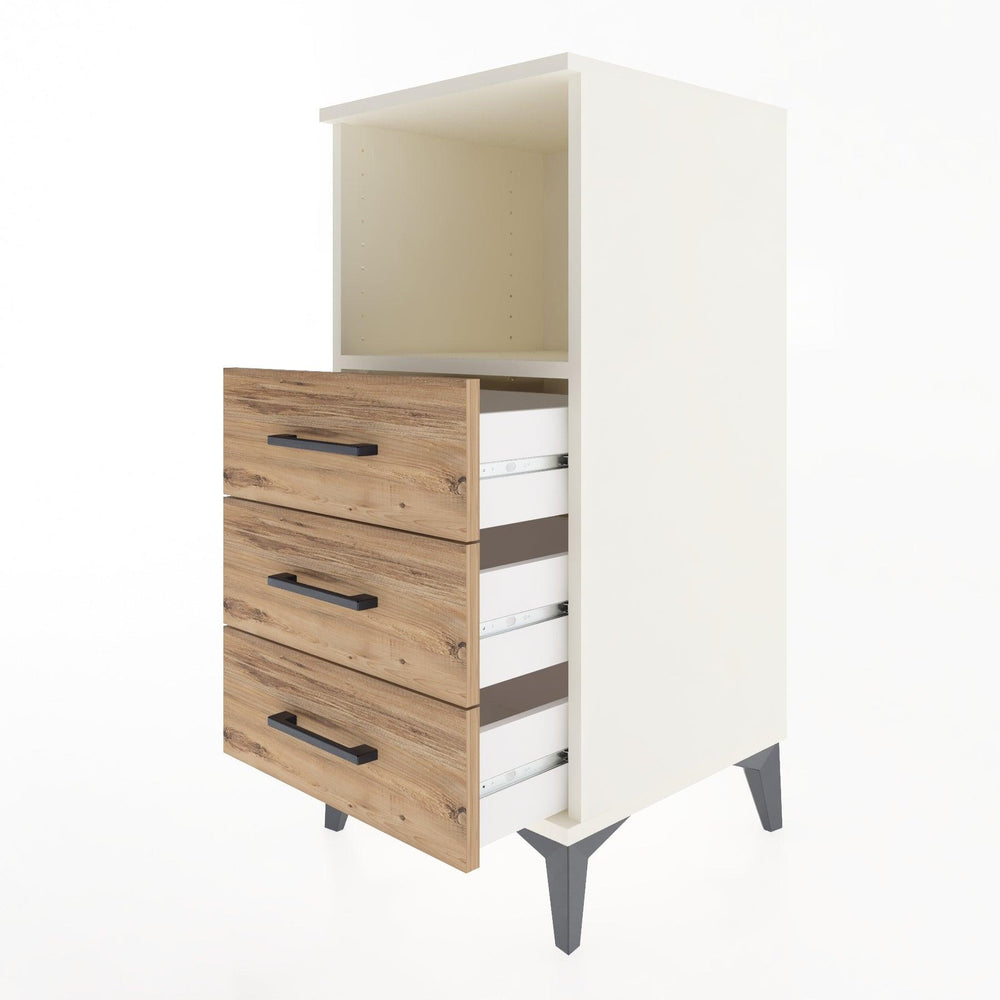Woodntry Modular Nightstand Moonstone 44x44x84 cm with Drawer and Shelf CR21-1