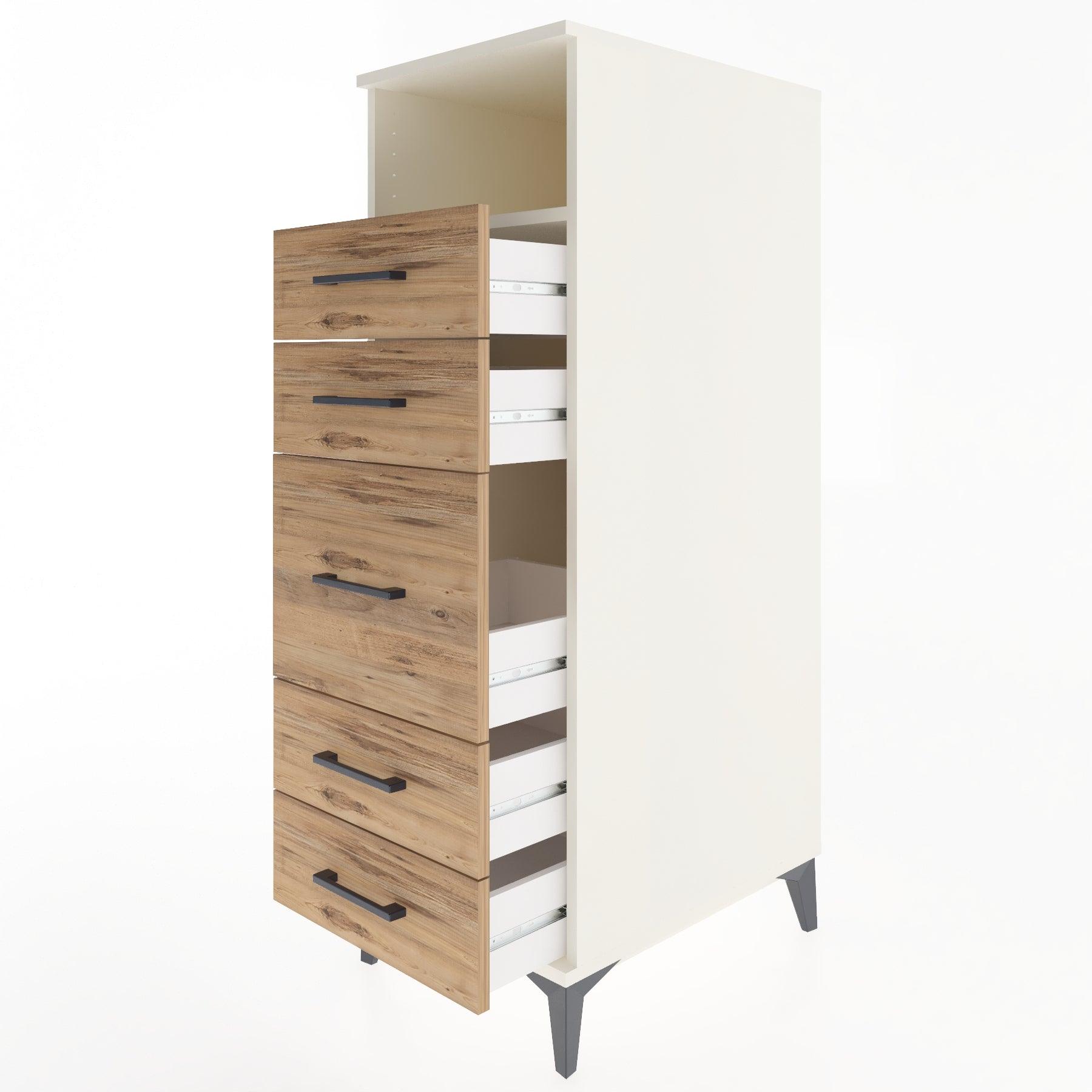 Woodntry Modular Cabinet Moonstone 44x30x122 cm with Drawers and Shelves CR21-1