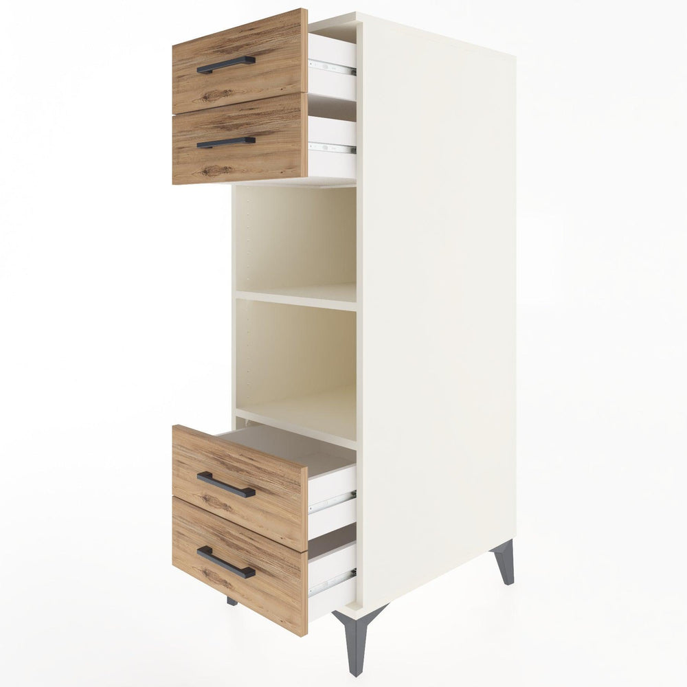 Woodntry Modüler Dolap Aytaşı 44x59x122 cm Çekmeceli ve Raflı CR121-1