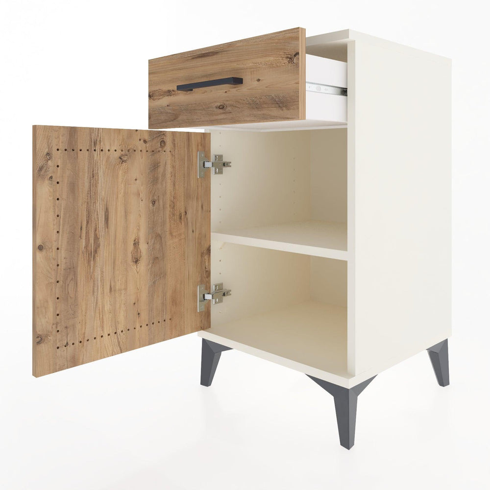 Woodntry Modular Nightstand Moonstone 44x44x68 cm with Cover and Drawer KC21-1