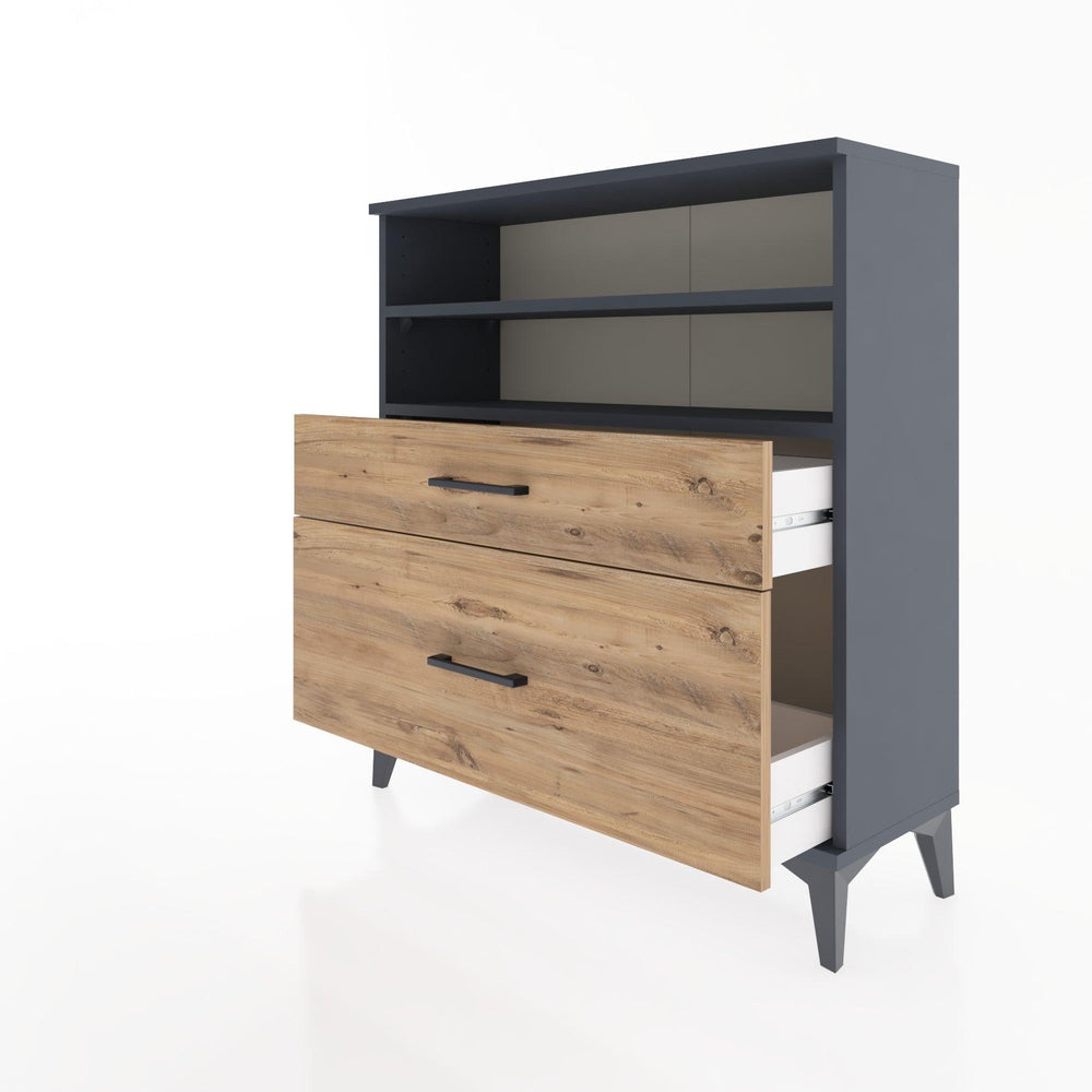 Woodntry Modüler Şifonyer Antrasit 88x30x84 cm Çekmeceli ve Raflı CR21-2