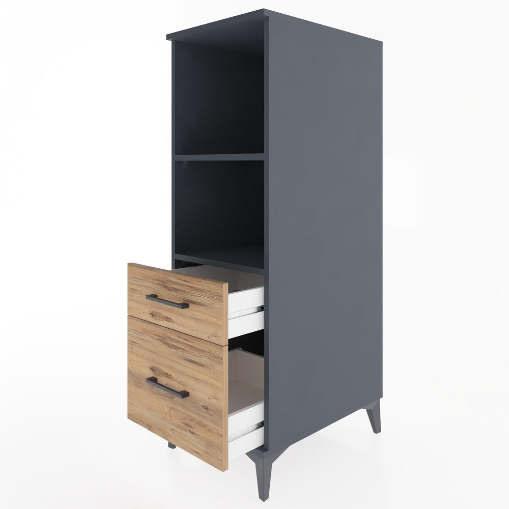 Woodntry Modular Cabinet Anthracite 44x30x122 cm with Drawers and Shelves CR71-2
