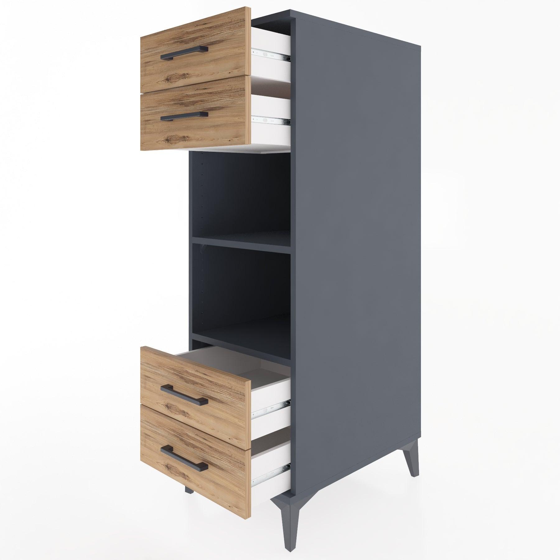 Woodntry Modular Cabinet Anthracite 44x30x122 cm with Drawers and Shelves CR121-2