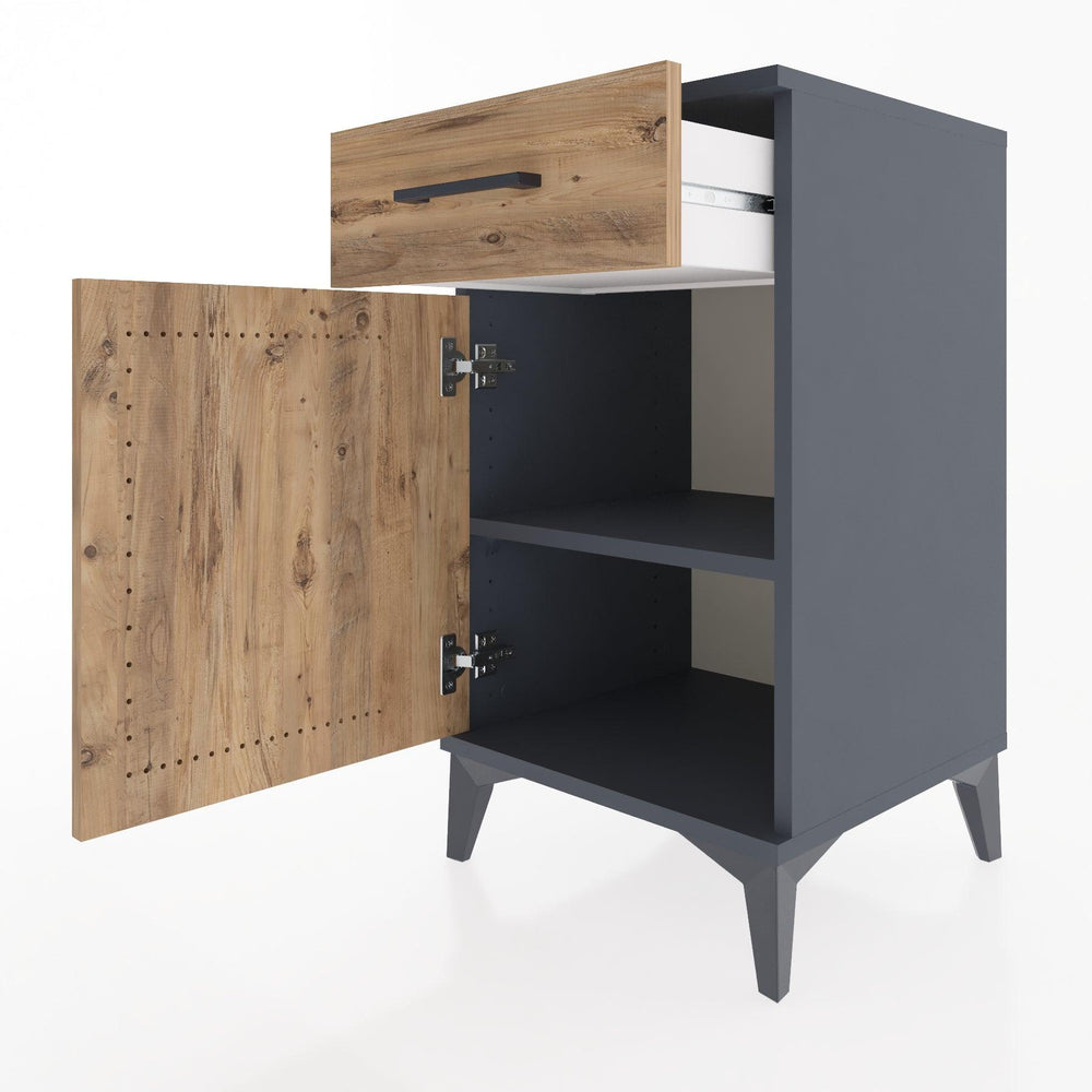 Woodntry Modular Nightstand Anthracite 44x44x68 cm with Cover and Drawer KC21-2