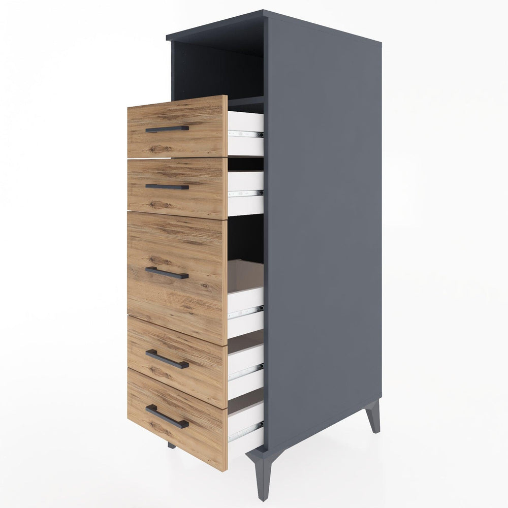 Woodntry Modular Cabinet Anthracite 44x30x122 cm with Drawers and Shelves CR21-2