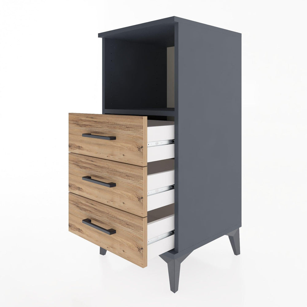 Woodntry Modular Nightstand Anthracite 44x44x84 cm with Drawers and Shelves CR21-2