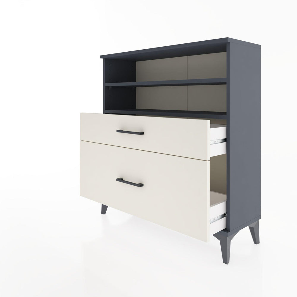 Woodntry Modüler Şifonyer Antrasit 88x30x84 cm Çekmeceli ve Raflı CR21-2