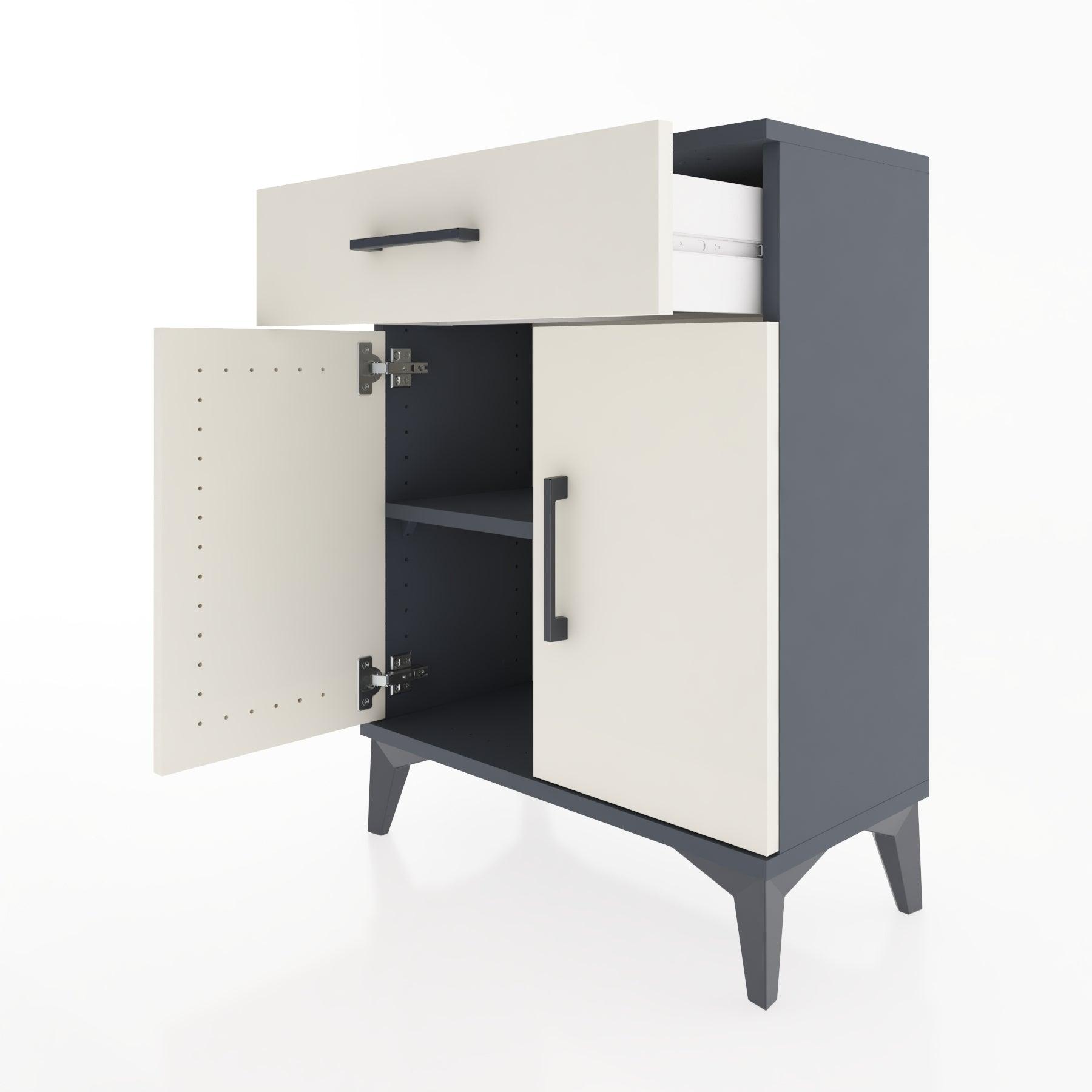 Woodntry Modular Nightstand Anthracite 60x30x68 cm with Cover and Drawer KC21-2