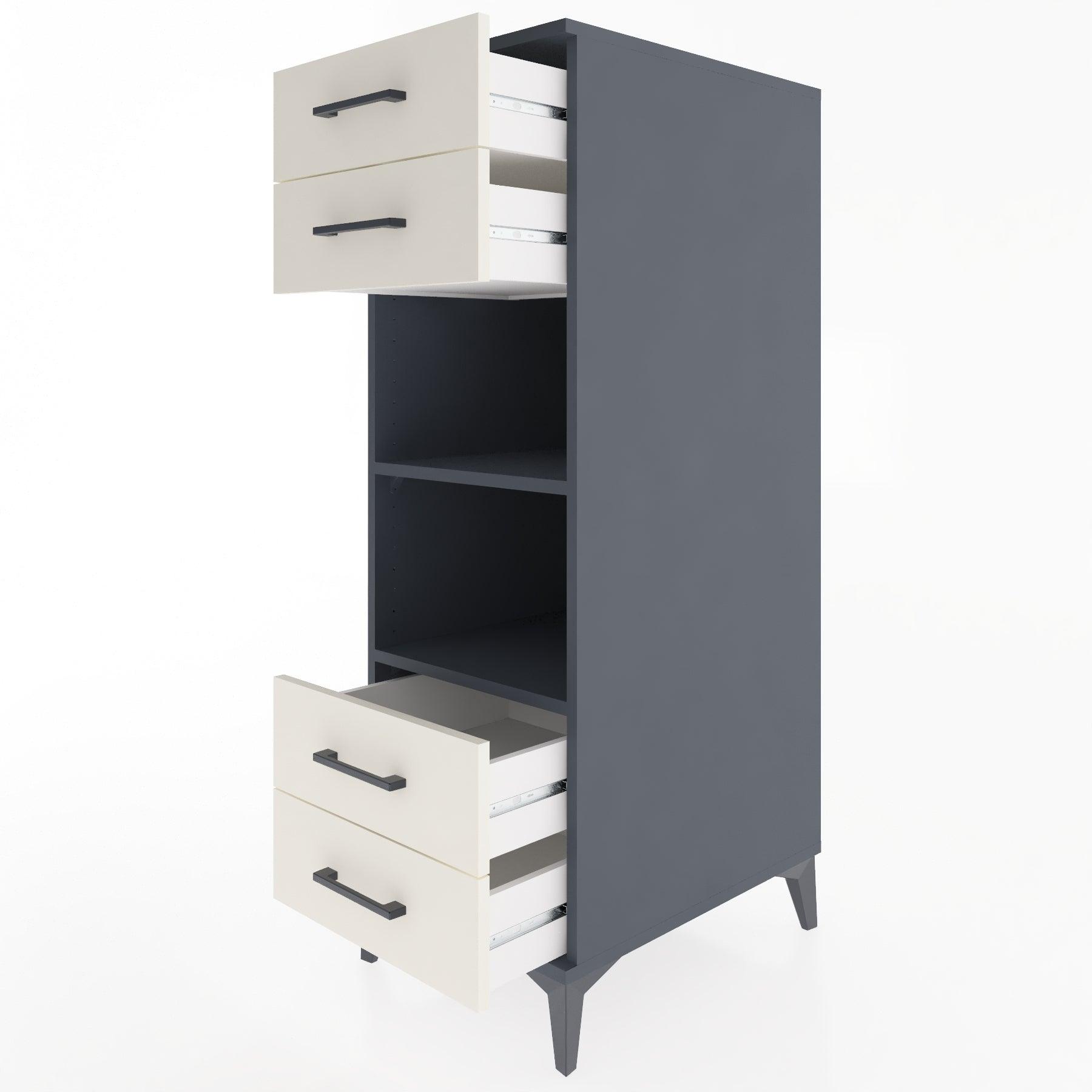 Woodntry Modular Cabinet Anthracite 44x30x122 cm with Drawers and Shelves CR121-2