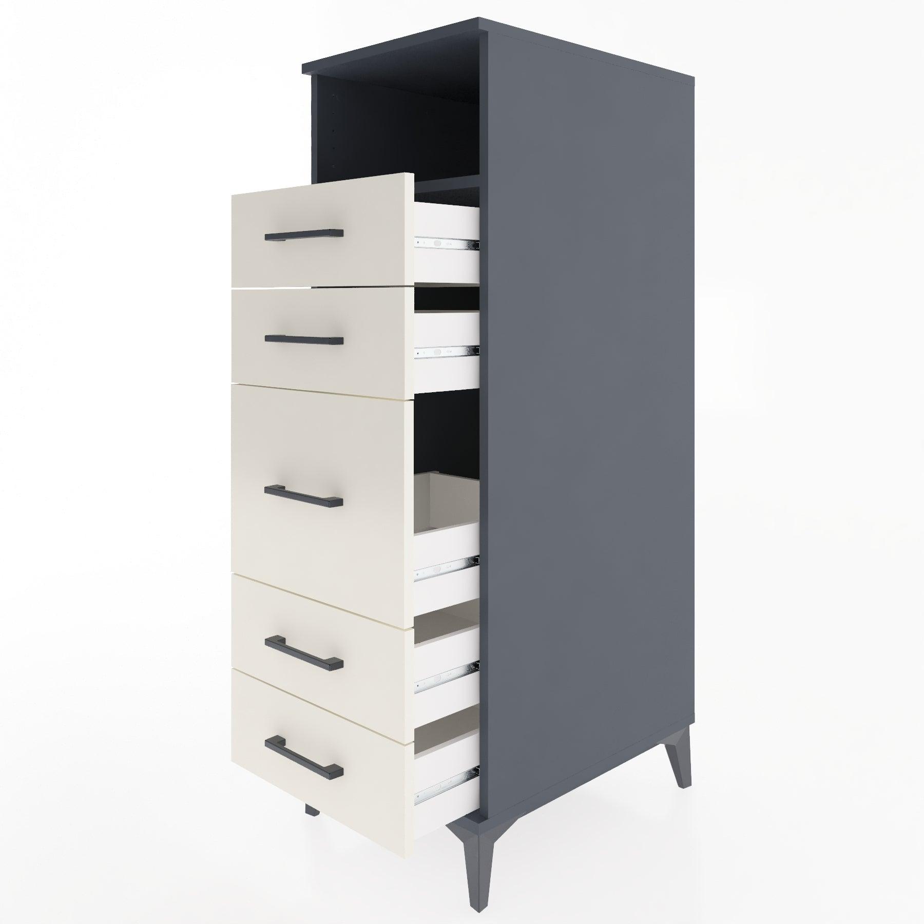 Woodntry Modular Cabinet Anthracite 44x30x122 cm with Drawers and Shelves CR21-2