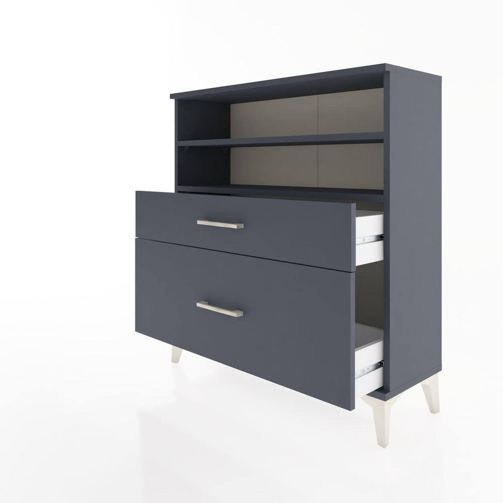 Woodntry Modüler Şifonyer Antrasit 88x30x84 cm Çekmeceli ve Raflı CR21-2