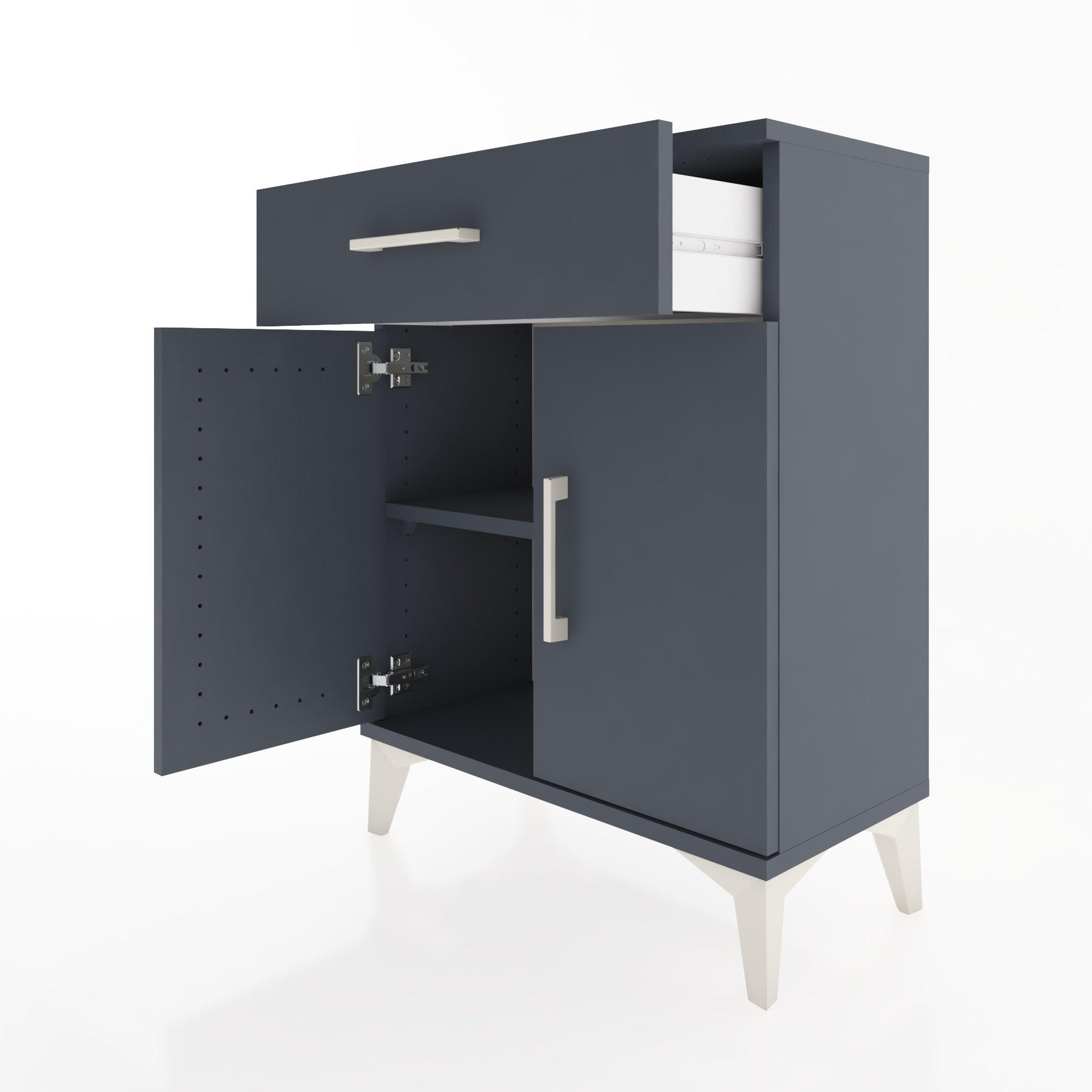 Woodntry Modular Nightstand Anthracite 60x30x68 cm with Cover and Drawer KC21-2