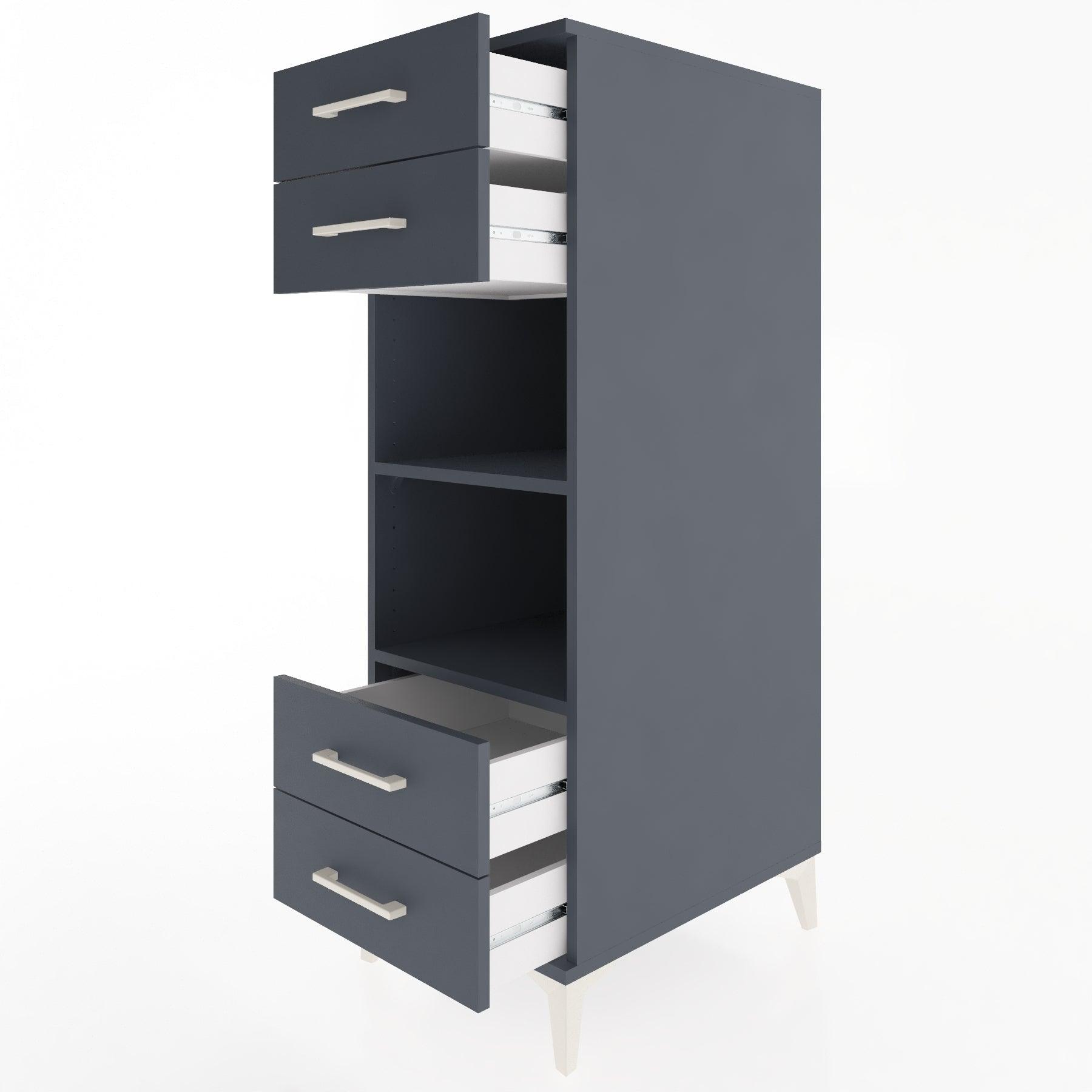 Woodntry Modular Cabinet Anthracite 44x30x122 cm with Drawers and Shelves CR121-2