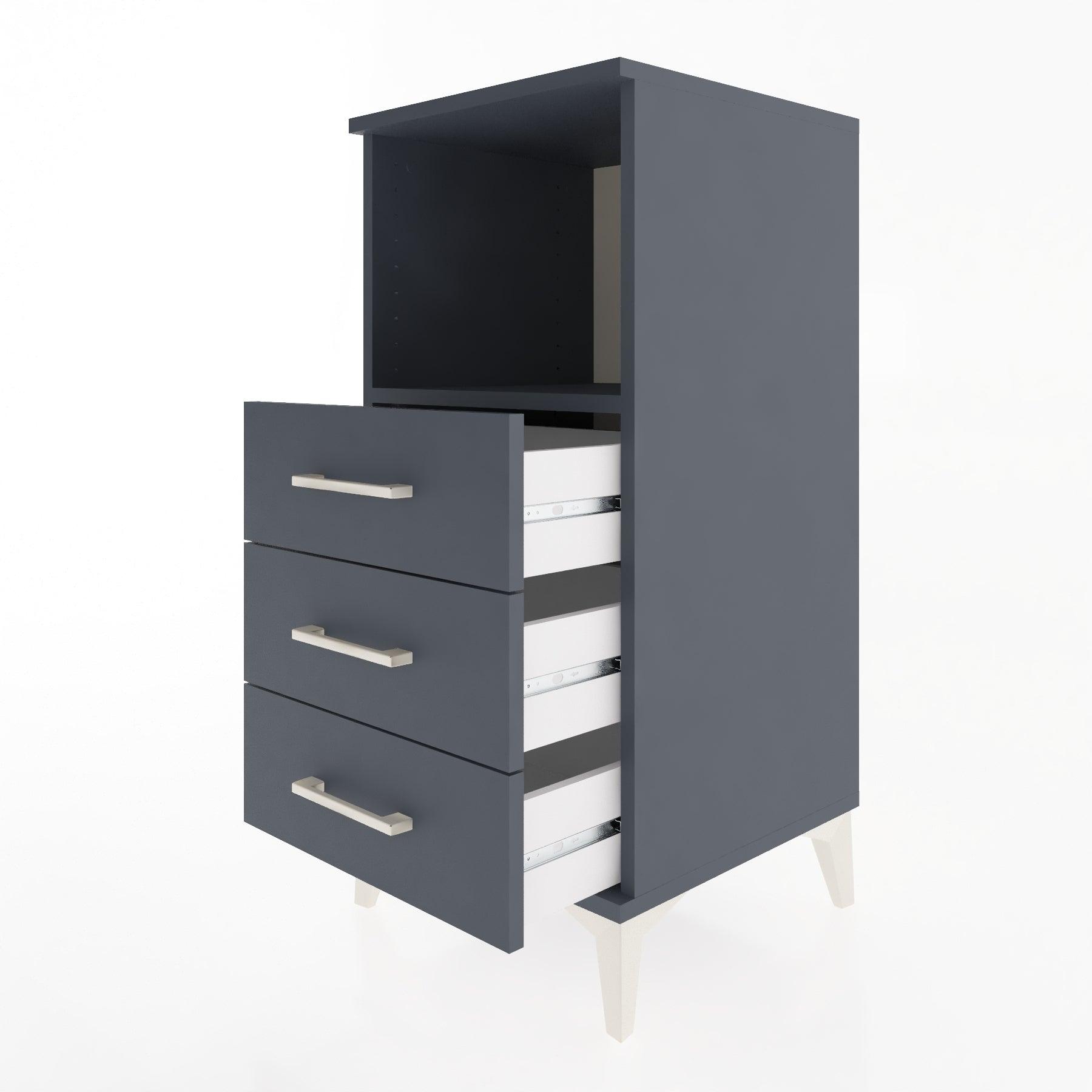 Woodntry Modular Nightstand Anthracite 44x44x84 cm with Drawers and Shelves CR21-2