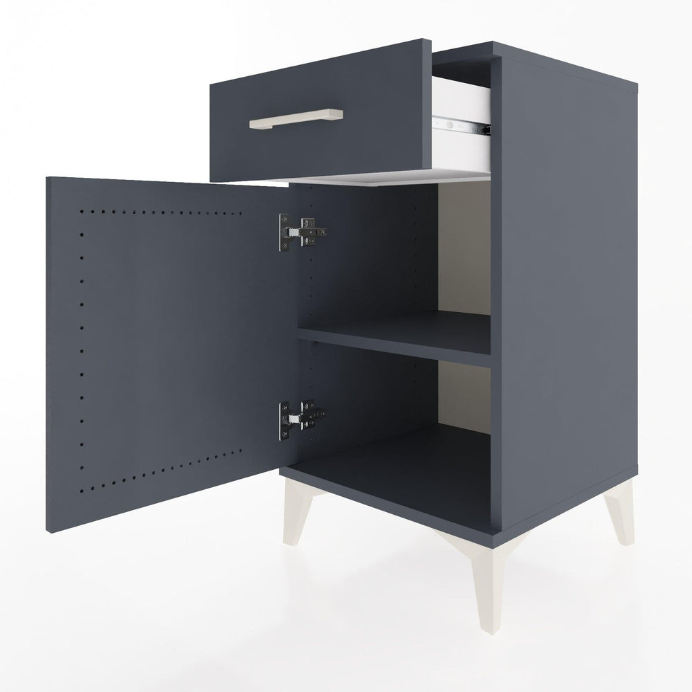 Woodntry Modular Nightstand Anthracite 44x44x68 cm with Cover and Drawer KC21-2