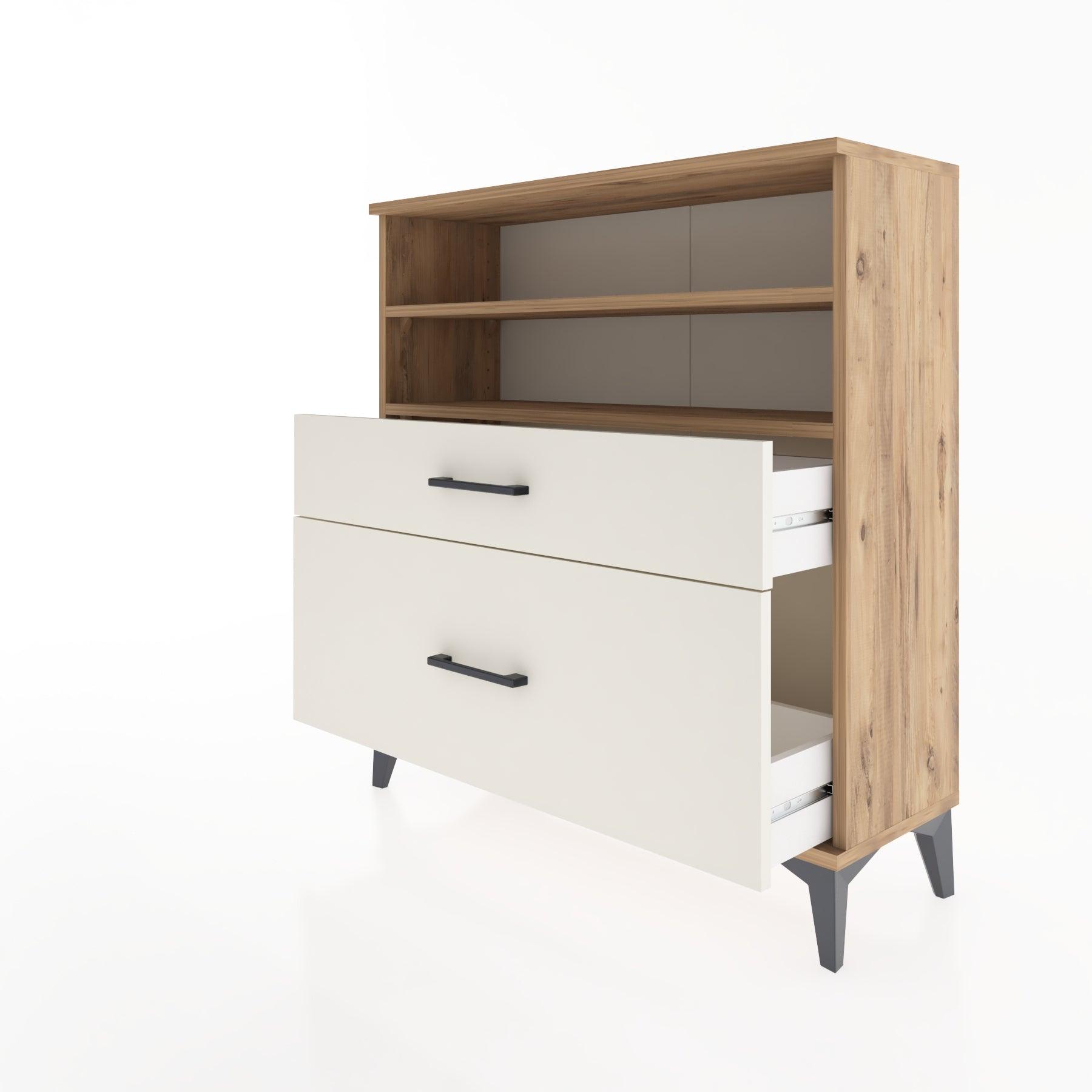 Woodntry Modular Dresser Pine 88x30x84 cm with Drawers and Shelves CR21-3