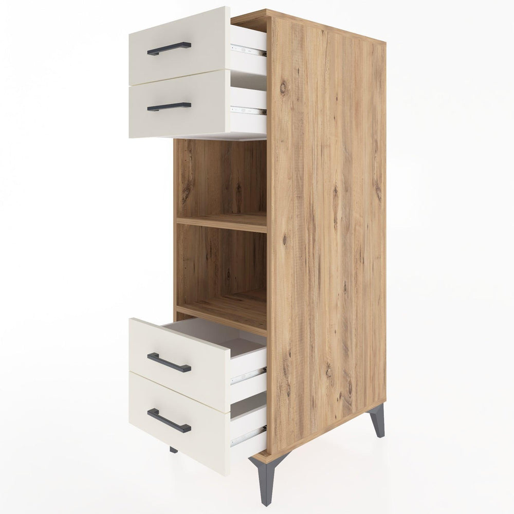 Woodntry Modüler Dolap Çam 44x30x122 cm Çekmeceli ve Raflı CR121-3