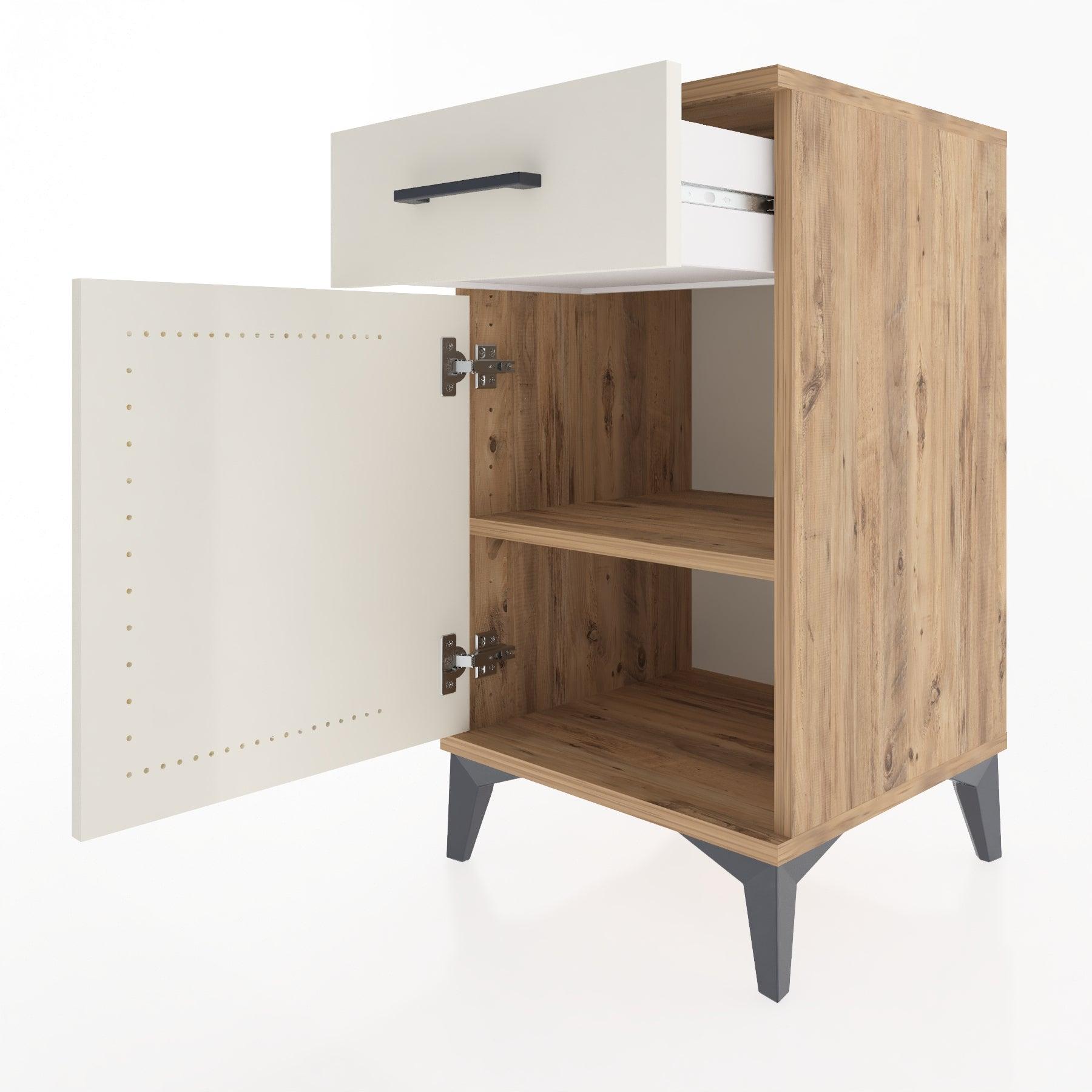 Woodntry Modular Nightstand Pine 44x44x68 cm with Cover and Drawer KC21-3